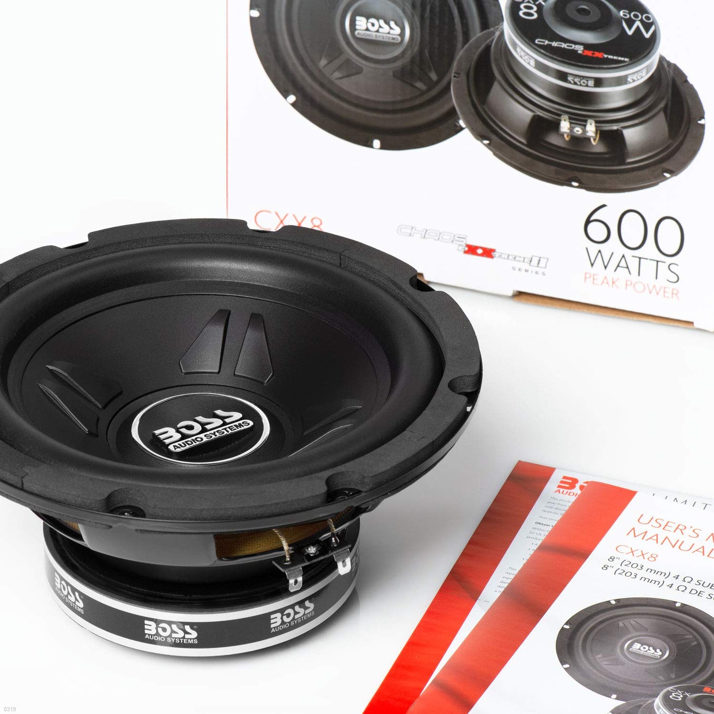BOSS Audio Systems CXX8 Chaos Exxtreme Series 8 Inch Car Subwoofer - 600 Watts Max, Single 4 Ohm Voice Coil, Sold Individually, for Truck, Boxes and Enclosures, Use with Amplifier