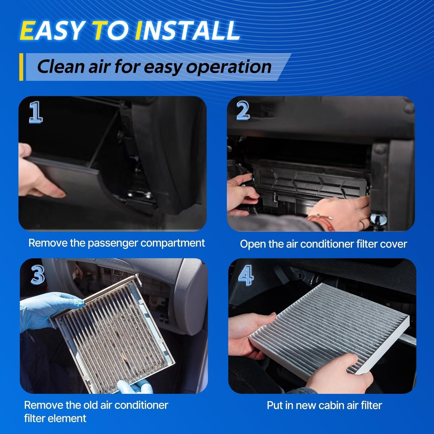 E-Longwell 3 Pack Cabin Air Filter w/Activated Carbon Fits RAM 1500/2500/3500/4500/5500, Compass, Patriot, Avenger, Caliber, Journey, Chry-sler 200, Cirrus, Sebring, Replace CF10729, 5058381AA