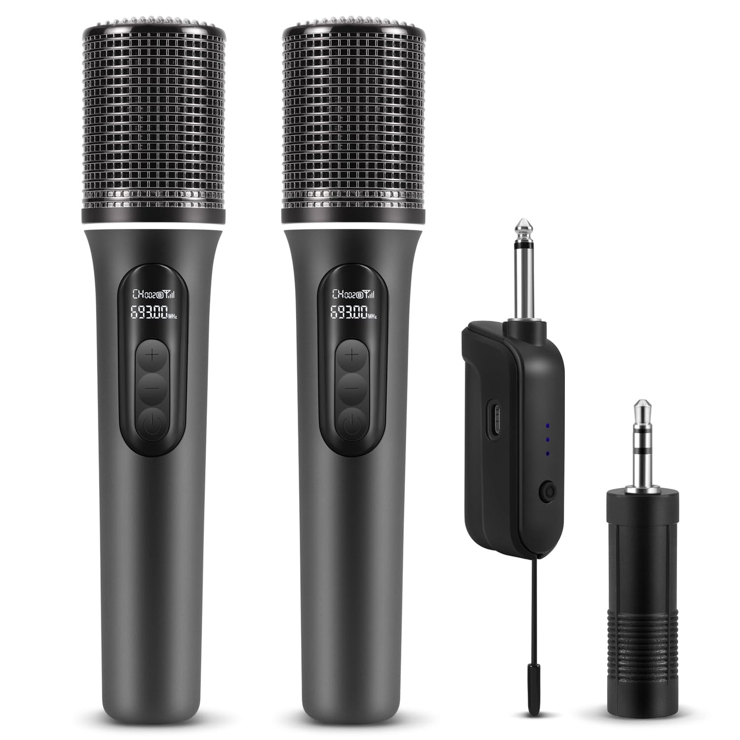 Wireless Microphones, 5-level Volume Adjustment, Dual Handheld Dynamic Mic with Dynamic Ambient Lighting,Ultra-Stable Rechargeable Receiver,40H Duration, 200ft Range,Karaoke Microphone for Singing