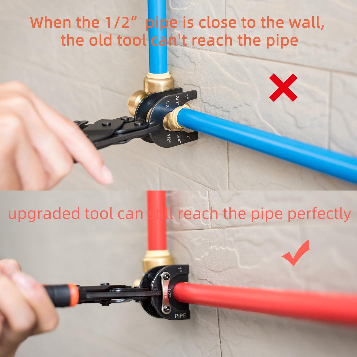 PLATATO Push to Connect Removal Tool Disconnect Tongs for 1/2”, 3/4”, 1” Push Fittings PEX PVC Copper Pipe Fitting