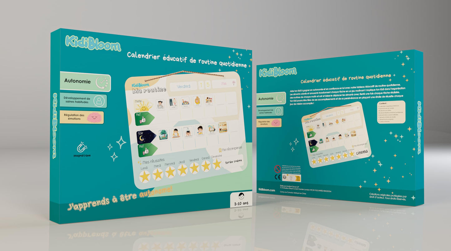 Tableau de Routine Pour Enfant en français - 92 aimants inclus - pictogramme Routine - Chore Chart for Kids - Reward Chart for Kids - ADHD Tools - Responsibility Chart for Kids