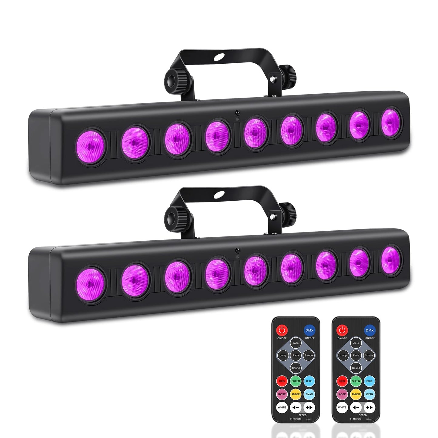 ENDYSHOW LED Stage Light Bar,50W 9 LED 4IN1 RGBW DJ Lights Bar with Remote Control Sound Activated DMX512 Stage Lighting Strip Uplights for Party Church Events Wedding Disco DJ Club Lighting 2Pack