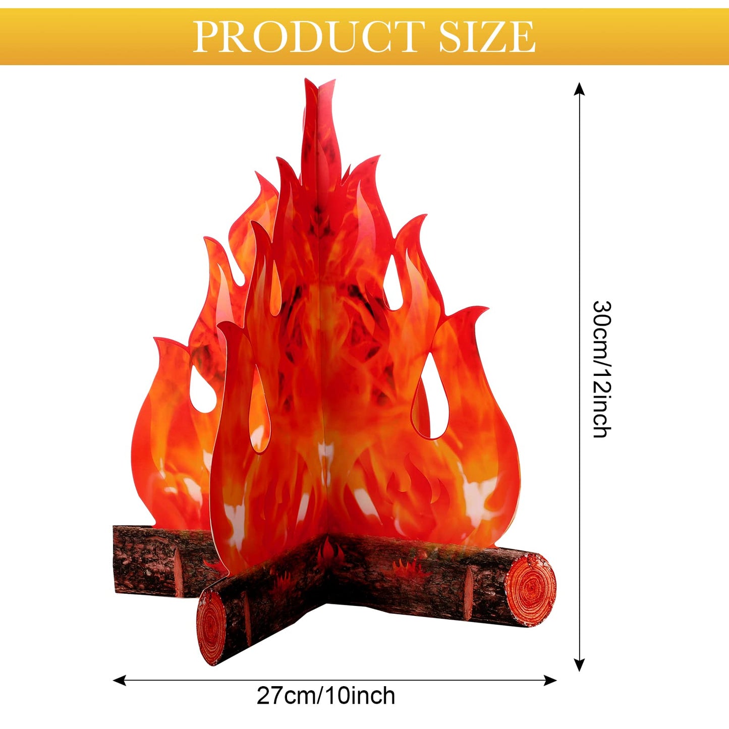 Boao 24 Set Fake Fire Campfire Camping Decoration Thanksgiving 3D Cardboard Centerpiece Artificial Flames Campfire Centerpiece Artificial Fire for Christmas Party Decorations(Red Orange)