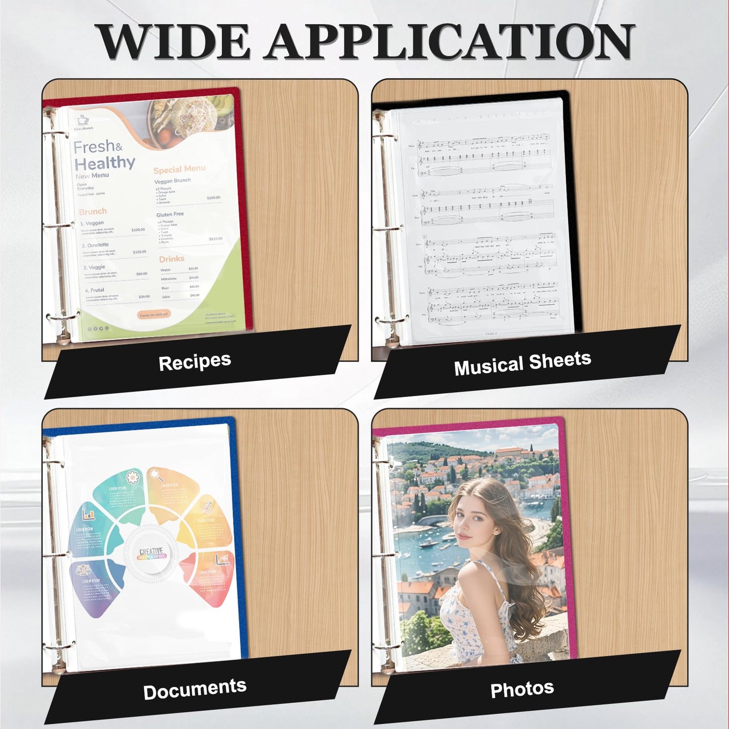 Sheet Protectors, 600 Pack Clear Page Paper Protectors 8.5 x 11 Inch for 3 Ring Binder, Non-Glare Plastic Binder Sleeves for Documents, Photos