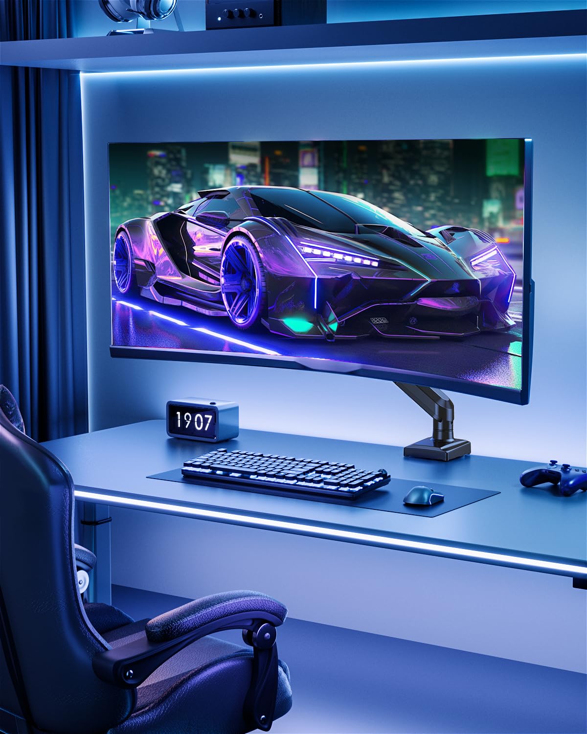 MOUNTUP Single Monitor Mount for 32 27 24 22 inch Screen, Monitor Arm Holds 4.4-22 lbs, Monitor Desk Mount, Gaming & Home Office Use, VESA 75x75mm & 100x100mm, Freelift Pro Black