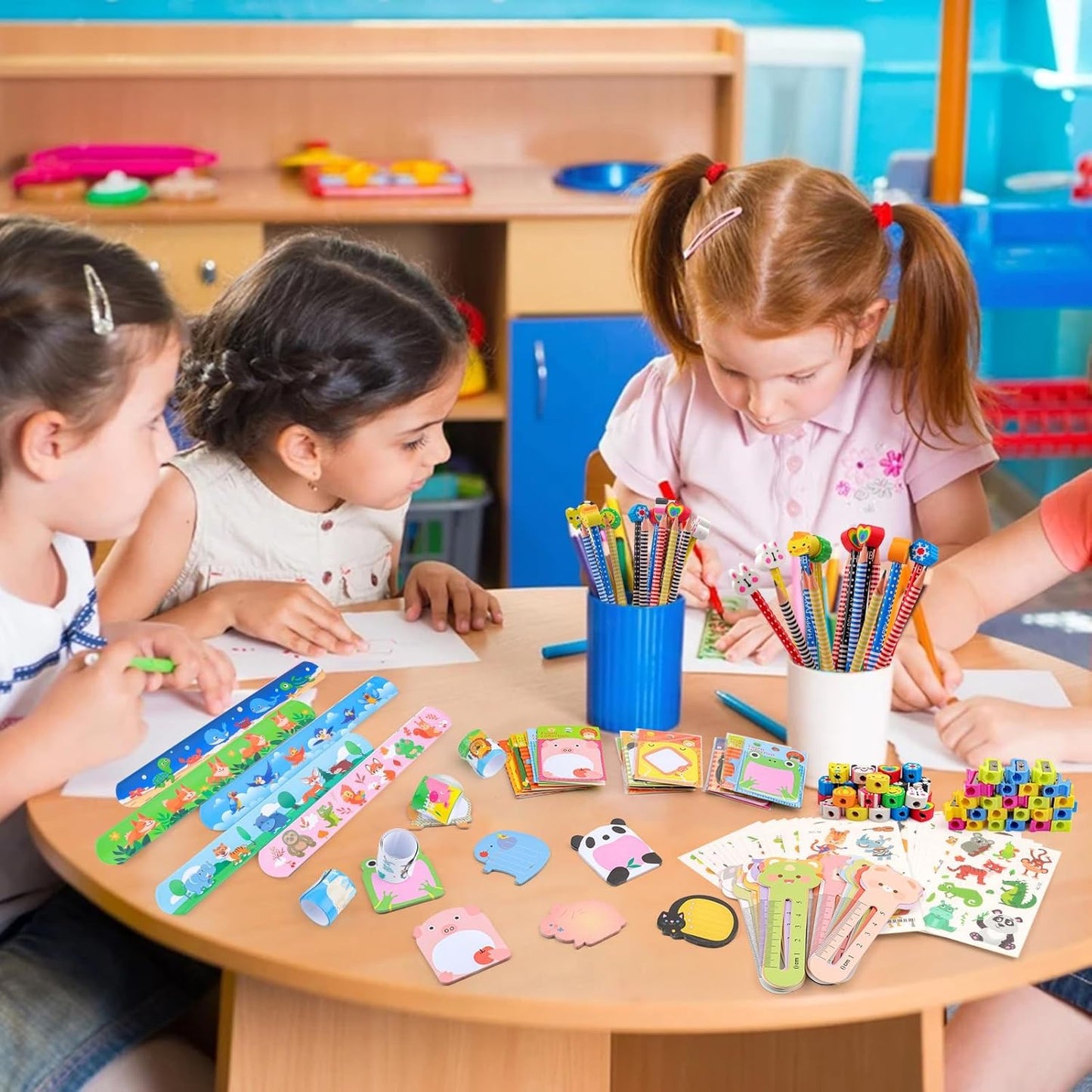 Loot Bags for Kids Birthday, 24Pack Stationery Birthday Goodie Bags with Pencils Erasers Stickers School Classroom Gifts for Students Classroom Gifts Rewards Prizes