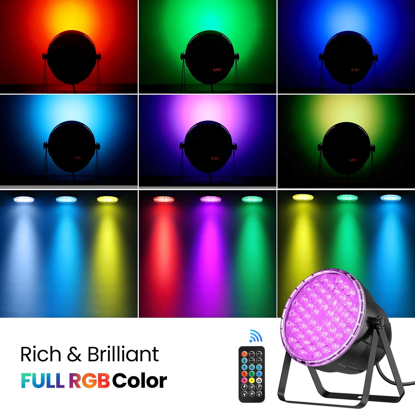 Big Dipper LED Stage Lights Par Lights 54X3W RGB 3in1 Bright Lighting with Master-Slave DMX 512 Sound Activated Spotlights Uplights for Event Concert Club Church 1 Pack