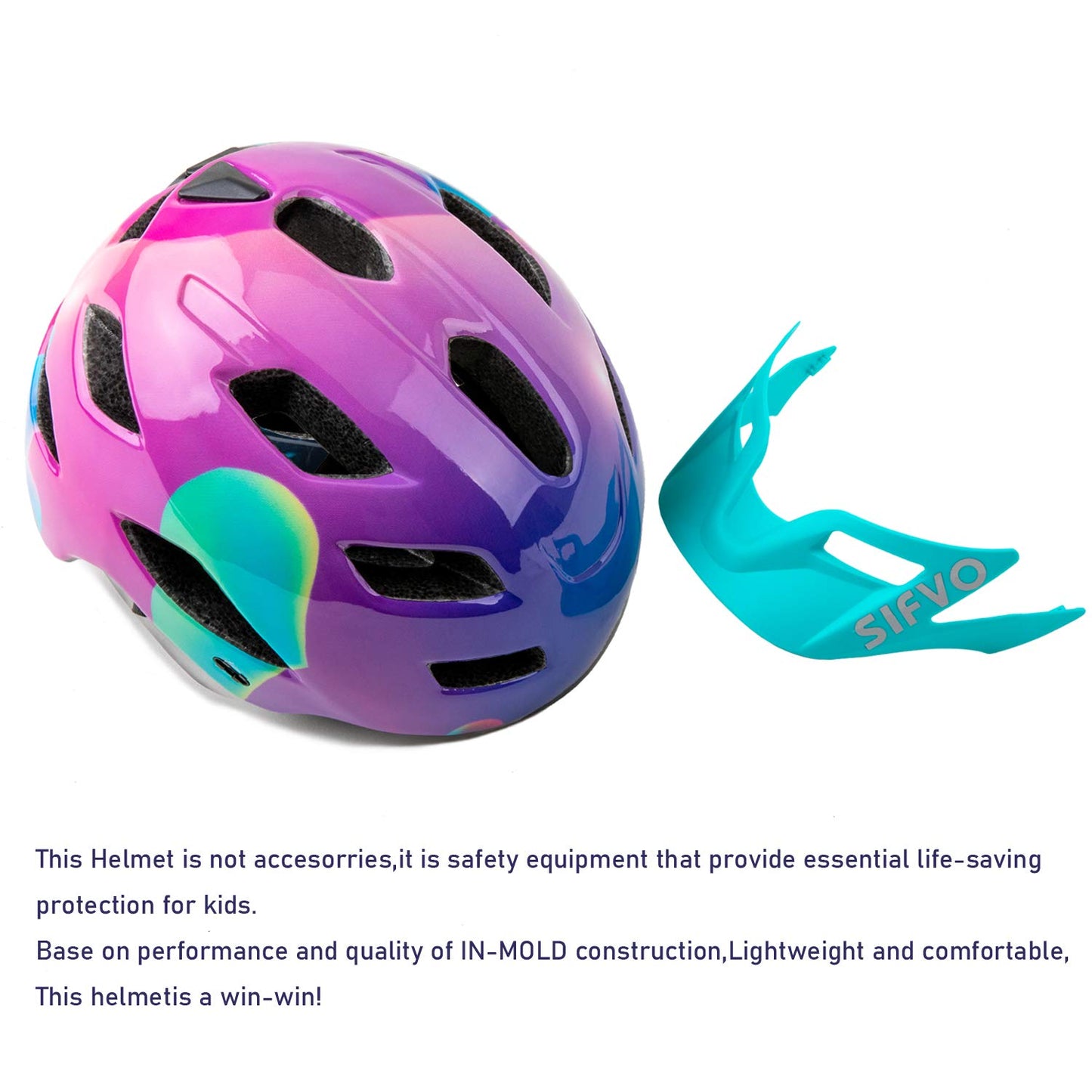 SIFVO Kids Bike Helmet for Boys and Girls 5-14, Multi-Sport Safe and Comfortable With Removable Visor (50-57cm)
