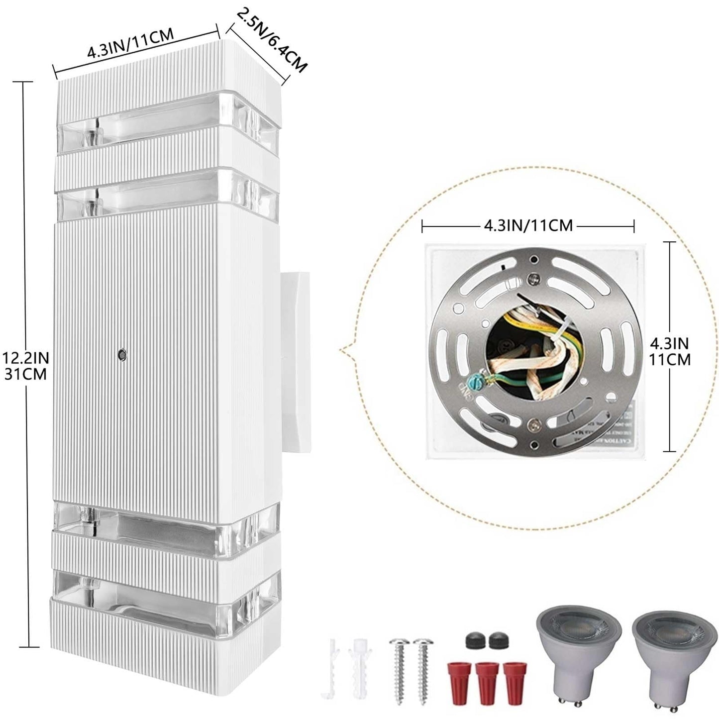 White Dusk to Dawn Sensor Outdoor Wall Lights, RETRELMP Up and Down Lights Outdoor Wall Mount Light, Aluminum Exterior Wall Sconces Waterproof Outside Lights for Porch Hallway Patio 2 Pack…