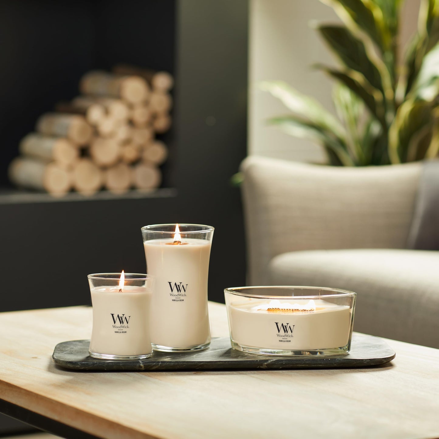 Woodwick Ellipse Scented Candle, Vanilla Bean, 16oz | Up to 50 Hours Burn Time
