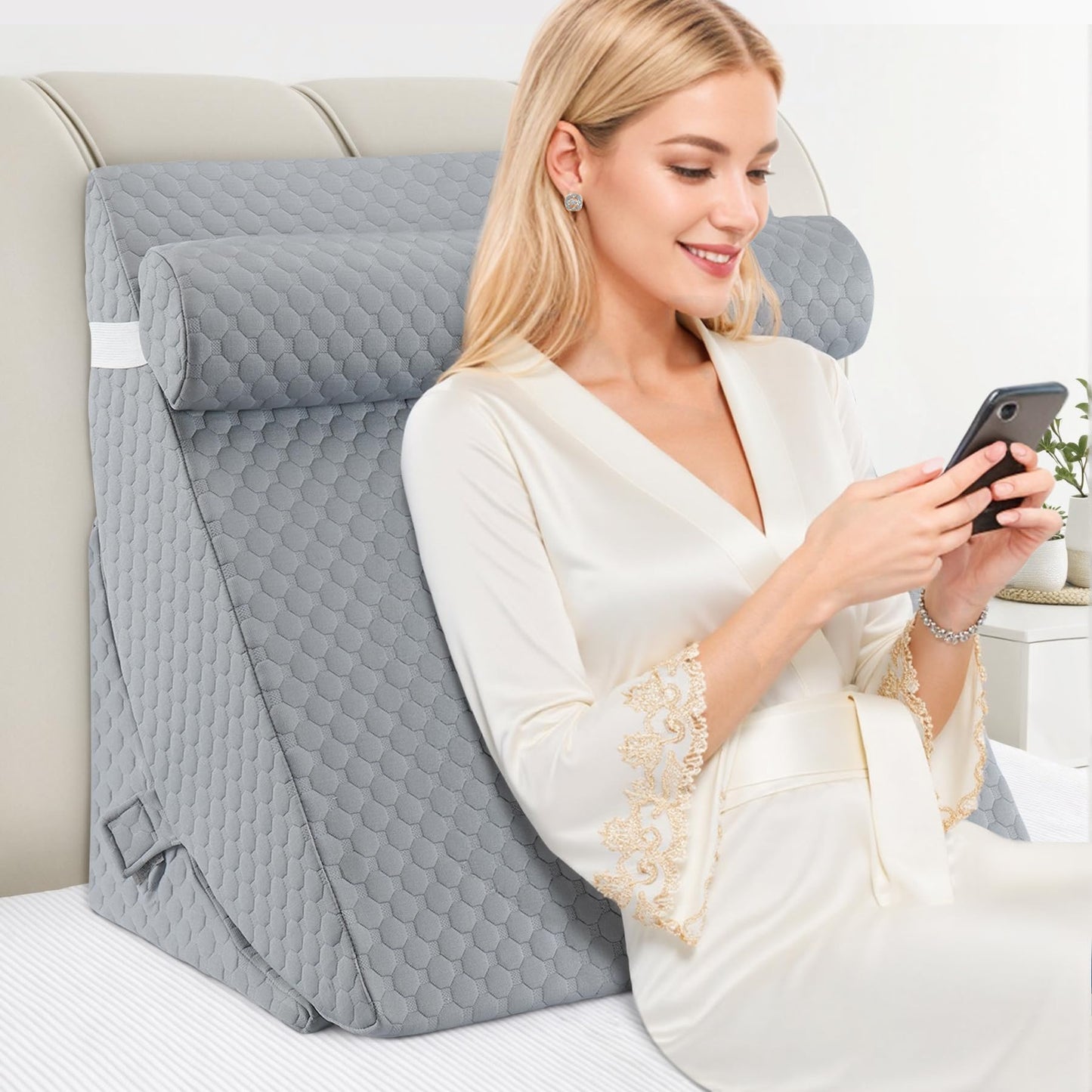 Bed Wedge Pillow for Sleeping, Adjustable 7 &12 Inch Foam Wedge Pillow for Post Surgery, Elevated Triangle Pillow for Acid Reflux, Back Pain Relief, Leg Support,3pack