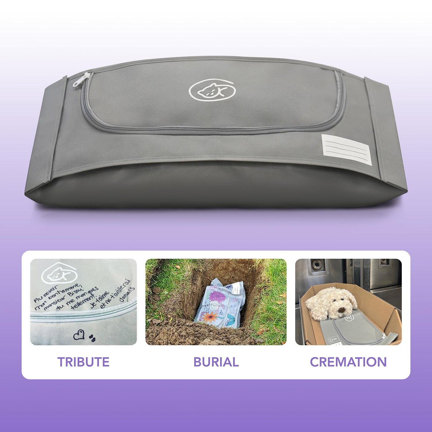 EUTHABAG® - Medium 9kg-18kg. A Beautiful, Customizable Cremation and Burial Kit Suitable for Medium Animals | Designed with Compassion. 9-18 kg. Dimensions 81 x 36 x 18 cm.