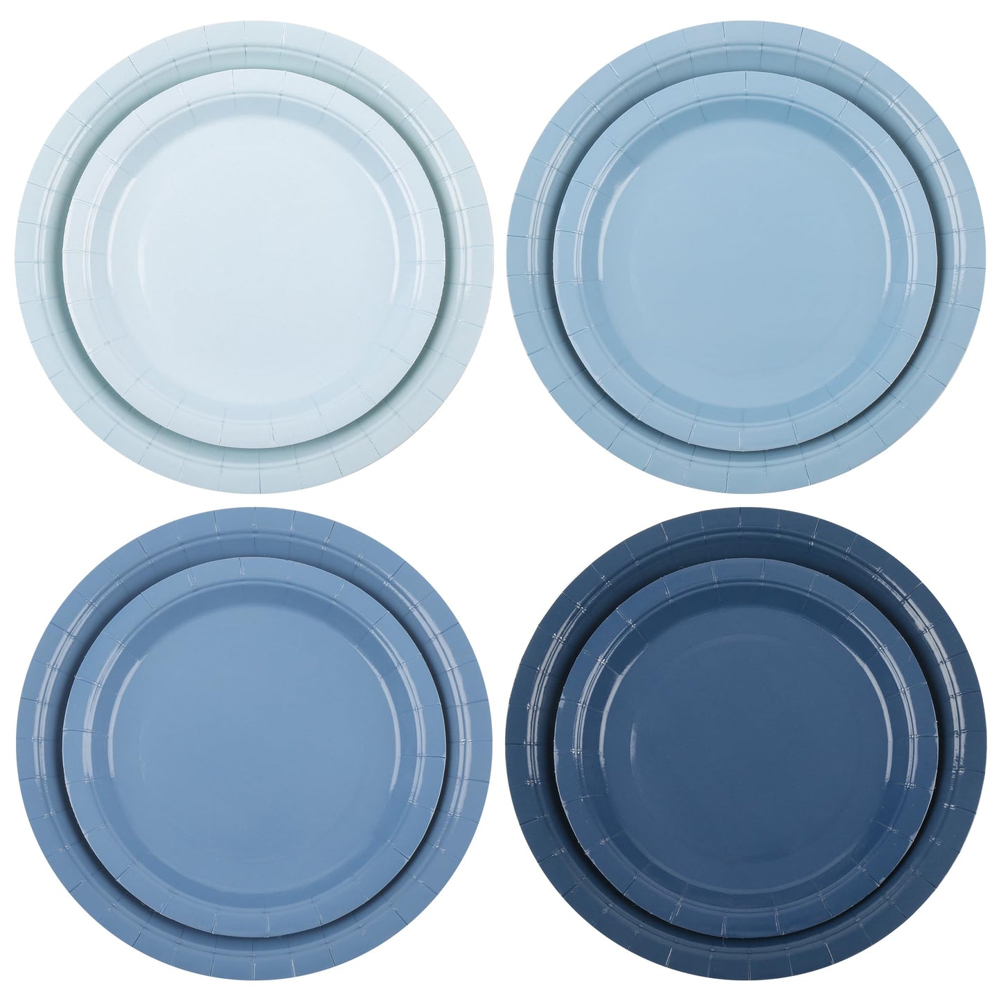 AimFun 96Pcs Dusty Blue Party Plates Gradient Colors Paper Plate 7 Inch 9 Inch Disposable Round Dinner Dessert Plates Set for Birthday Wedding Bridal Baby Shower Christmas Party Supplies