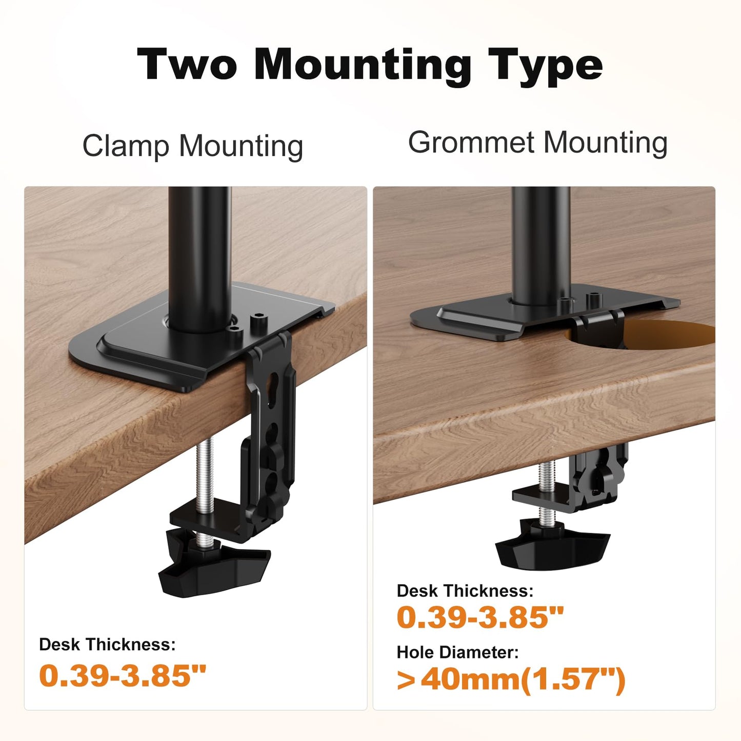 Suptek Dual LED LCD Monitor Stand up Desk Mount Extra Tall 31.5" Pole Heavy Duty Fully Adjustable Stand for 2 / Two Screens up to 27 inch (MD6842)