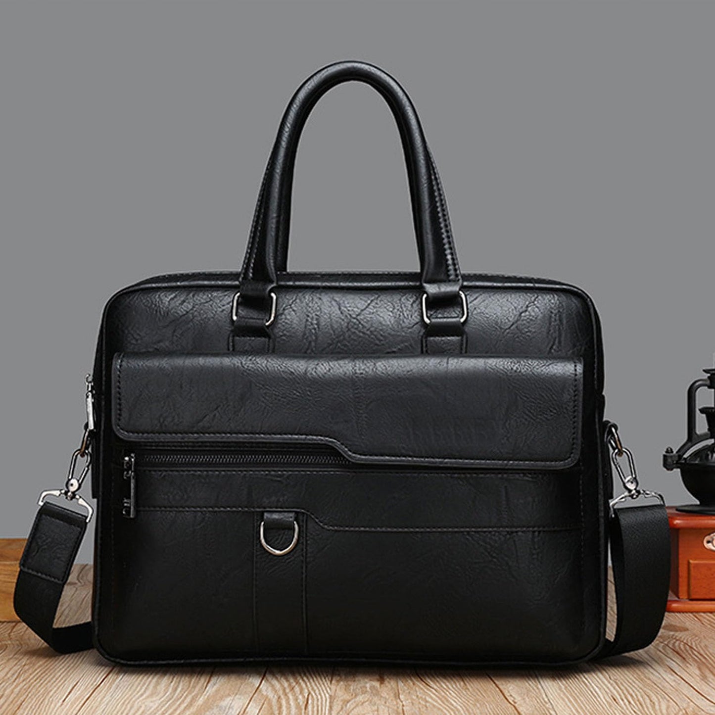 leather Laptop Bag for Men 16.1 inch,Premium Laptop Briefcase Fits,onvertible Computer Handbags Shoulder Crossbody Bag (Black)