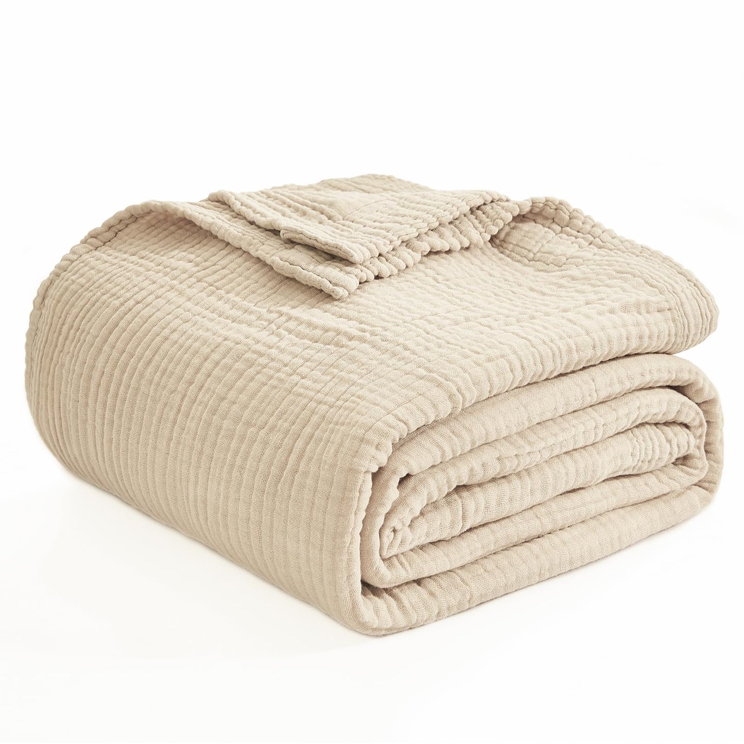 EMME Cotton Bed Blanket Twin Size Soft Muslin Boho Bedding Lightweight Breathable Twin Blanket All Season Gauze
