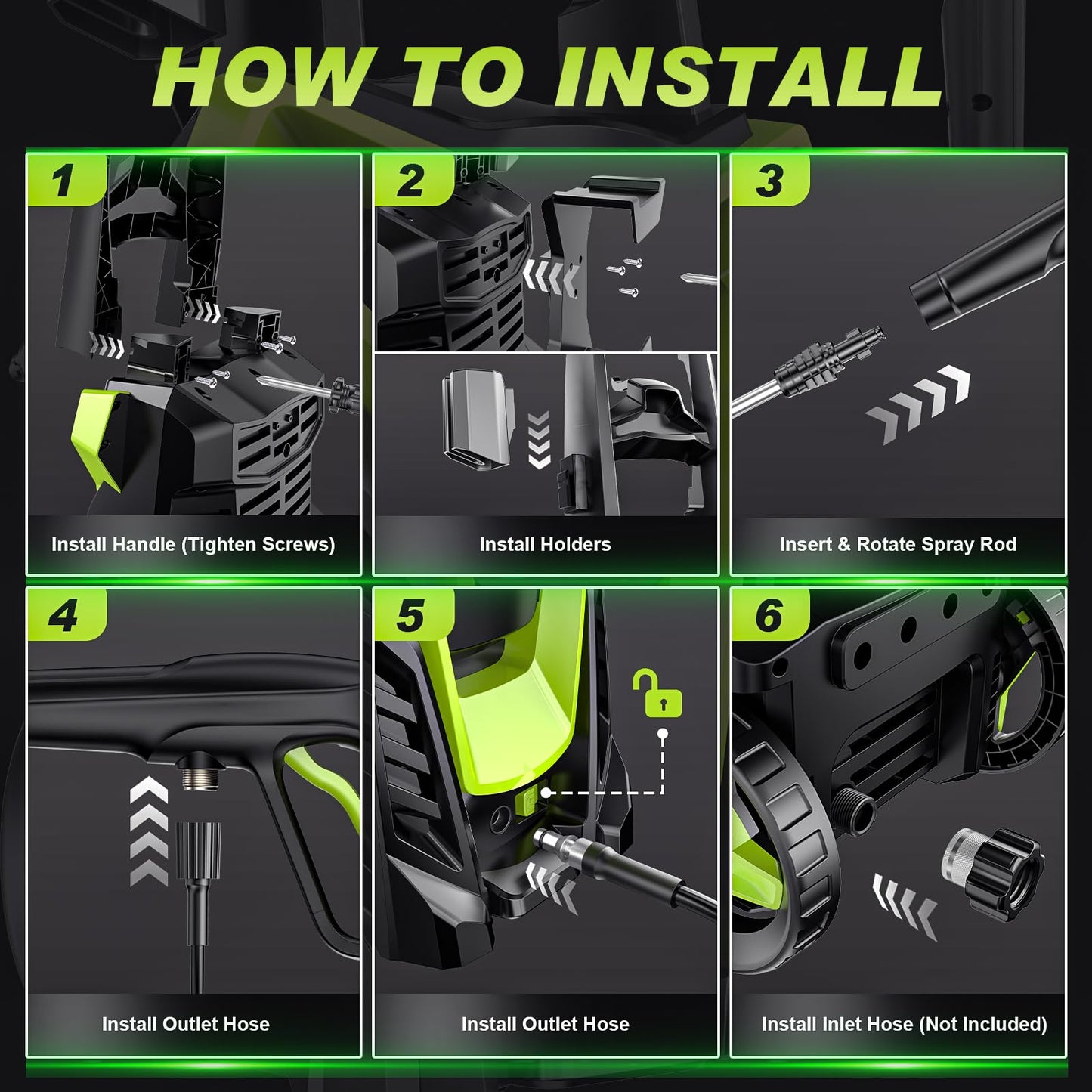 4300PSI Electric Pressure Washer, 2.5GPM High-Flow Power Washers with 4 Metal Nozzles & Foam Cannon, 26 FT Explosion-Proof Hose for Cars Home Driveways Boat Cleaning