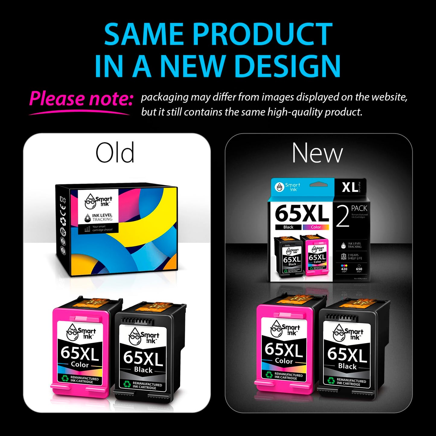 Smart Ink Remanufactured Ink Cartridges Replacement for HP 65 XL HP 65XL (Black & Color 2 Combo Pack) for DeskJet 3755 2600 2625 2652 2655 3700 3720 3752 3772 Envy 5000 5010 5052 5055 Printer Series