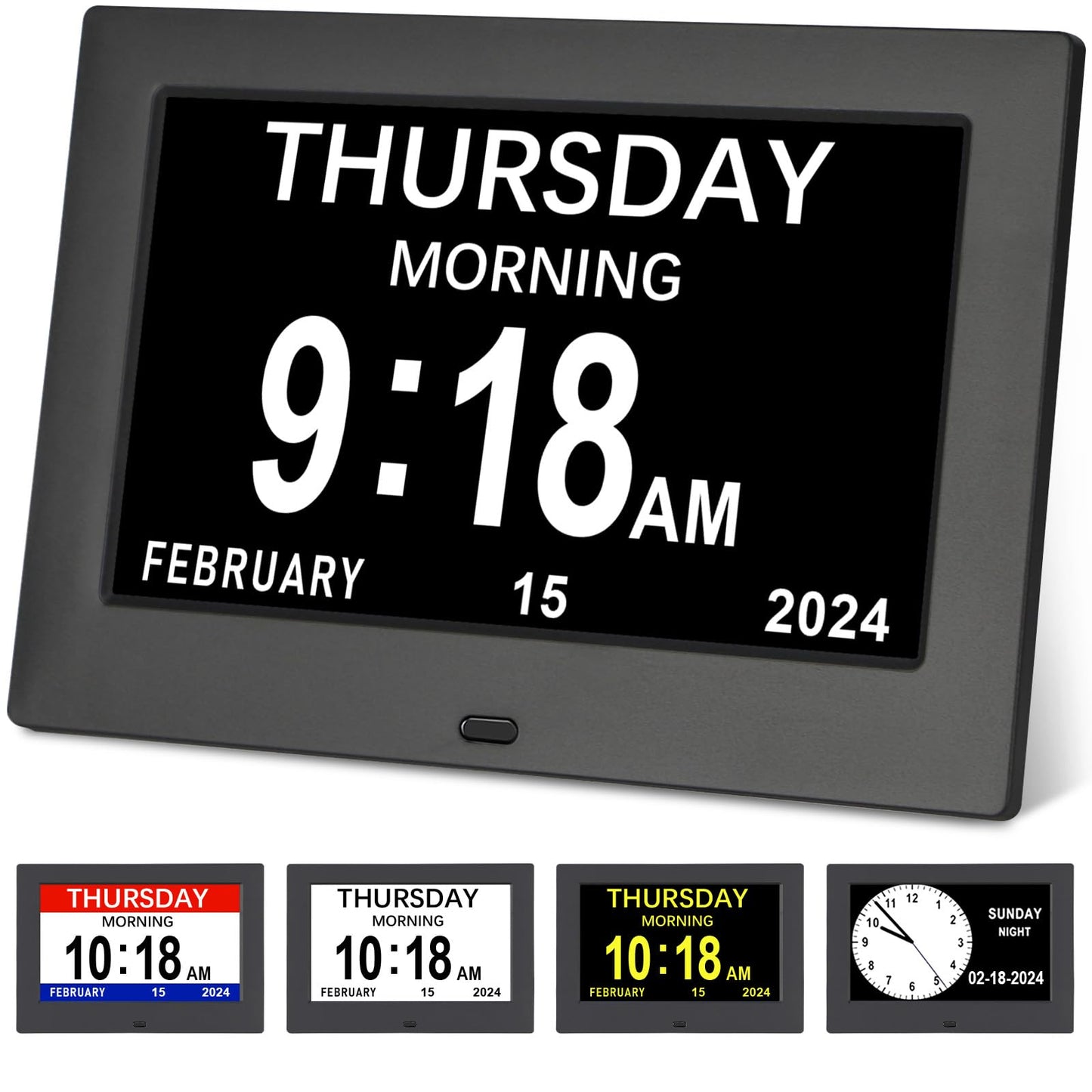 Golony 7 inch Large Digital Day Dementia Clock for Seniors, Medication Reminders Calendar Clock with Day of The Week, Date Time for Elderly Vision Impaired, Memory Loss,Black