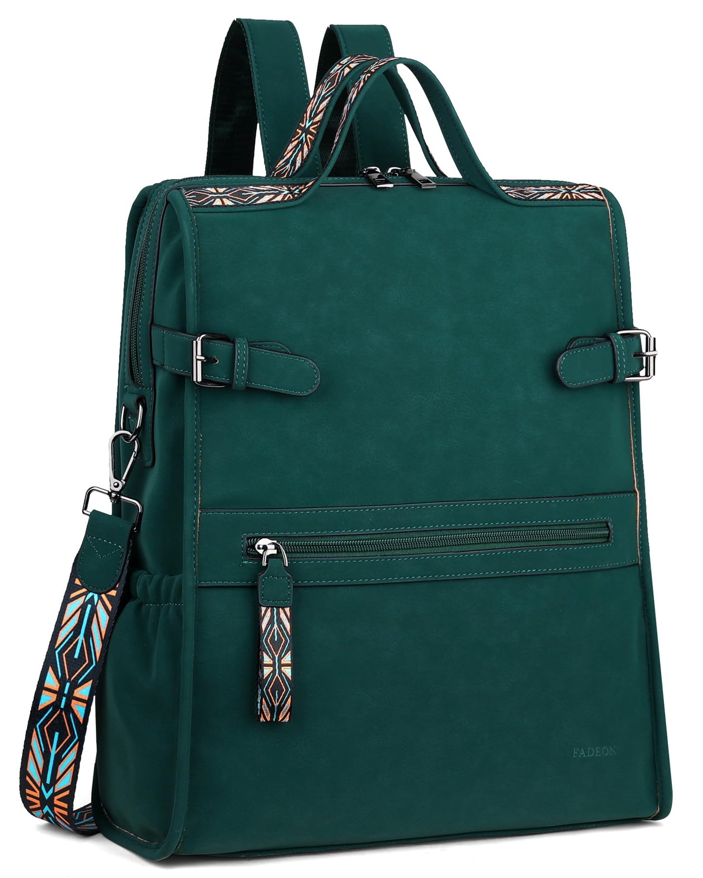 FADEON Leather Laptop Backpack for Women, Designer Ladies Work Travel Computer Backpack with Laptop Compartment Suede Green