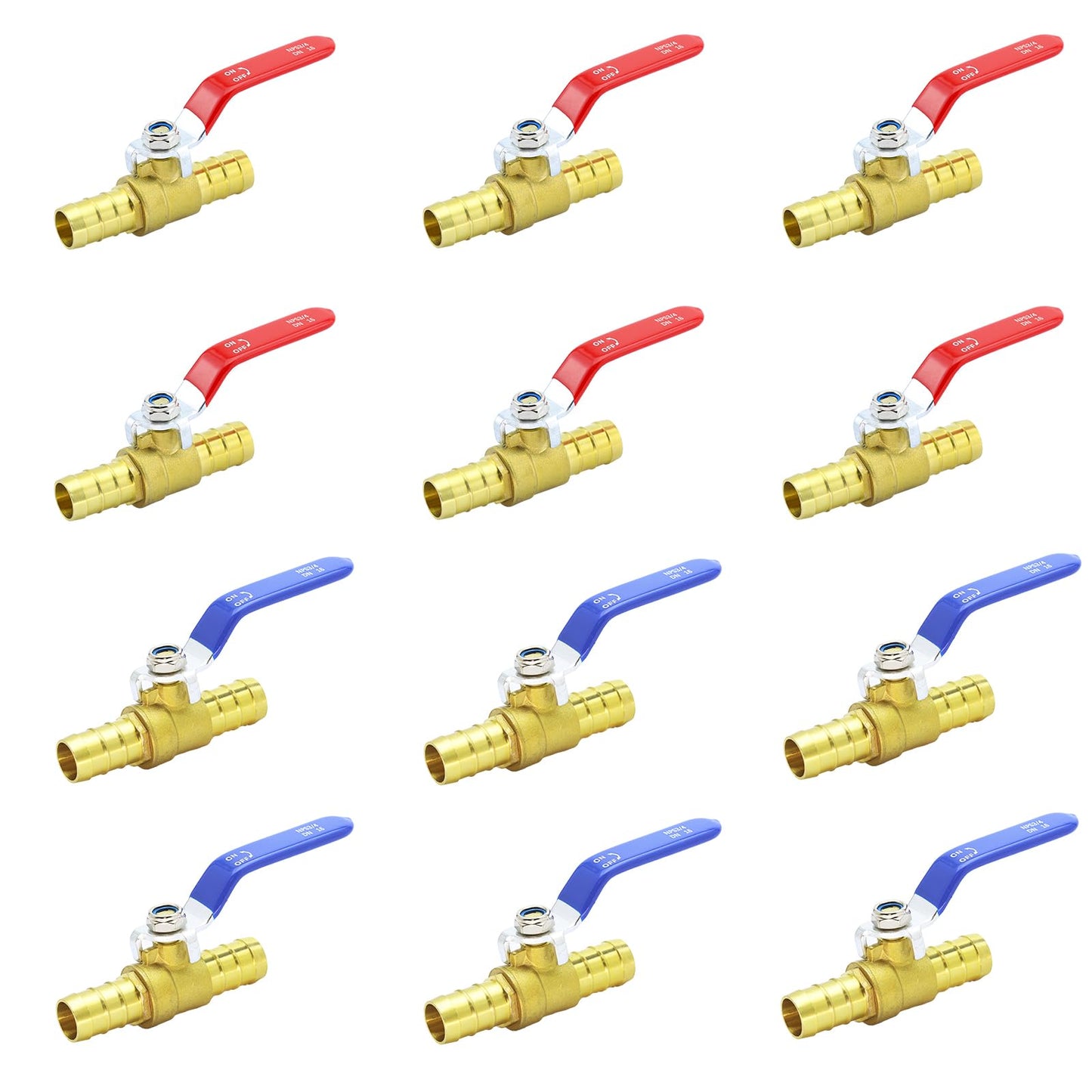 3/4 Inch PEX Ball Valves, 12 Pcs PEX Brass Full Port Shut Off Ball Valve, Brass Full Port Quarter Turn Crimp Pex Valves for Hot and Cold Water