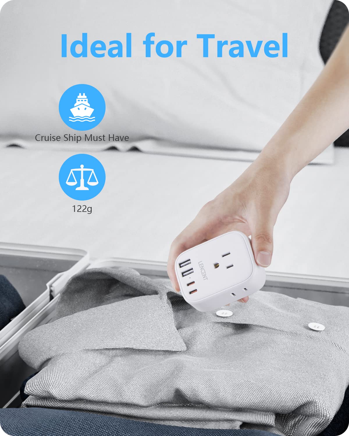 2 Pack Canada to UK Plug Adapter, LENCENT Type G Travel Adapter with 4 USB Charger(2 USB C), 4 Outlets Converter,8 in 1 Ireland Plug Adaptor for US CA to Dubai Scotland British England Hong Kong