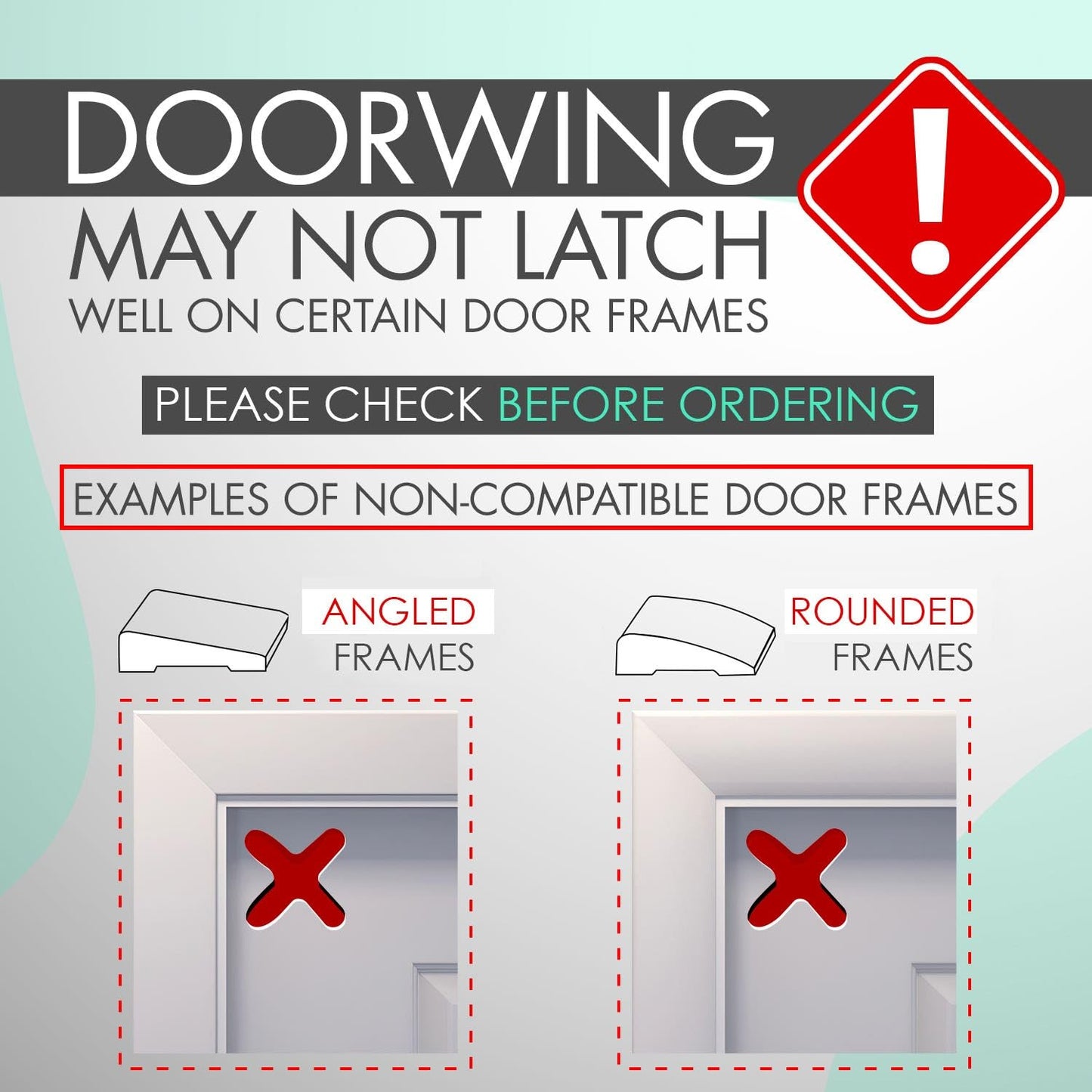 DOORWING Portable Door Lock. No Adhesive. No Door Damage. Adjustable Door Latch for Baby Proofing. Easy Alternative to Baby Gate, Dog Gate & Cat Door. Let Cats In. Keep Kids/Dogs Out of Cat Litter Box