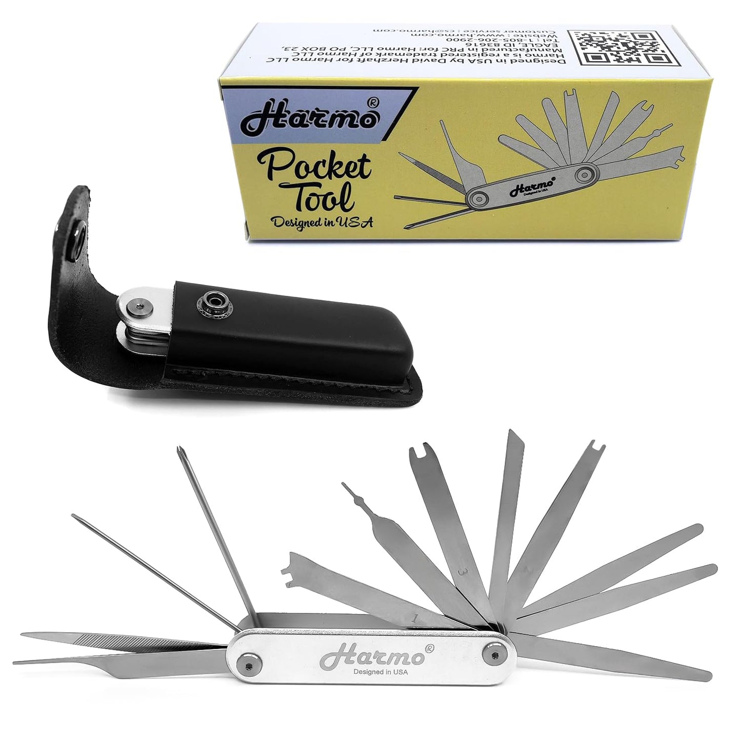 Harmonica 12 in 1 Repair Tool Kit by Harmo - 4 1/2 X 7/8 X 5/8 Inch Pocket Tool Set for Harmonica Service & Maintenance, Suited for All Brands - Hohner, Suzuki, Lee Oskar, Seydel - Designed in the USA
