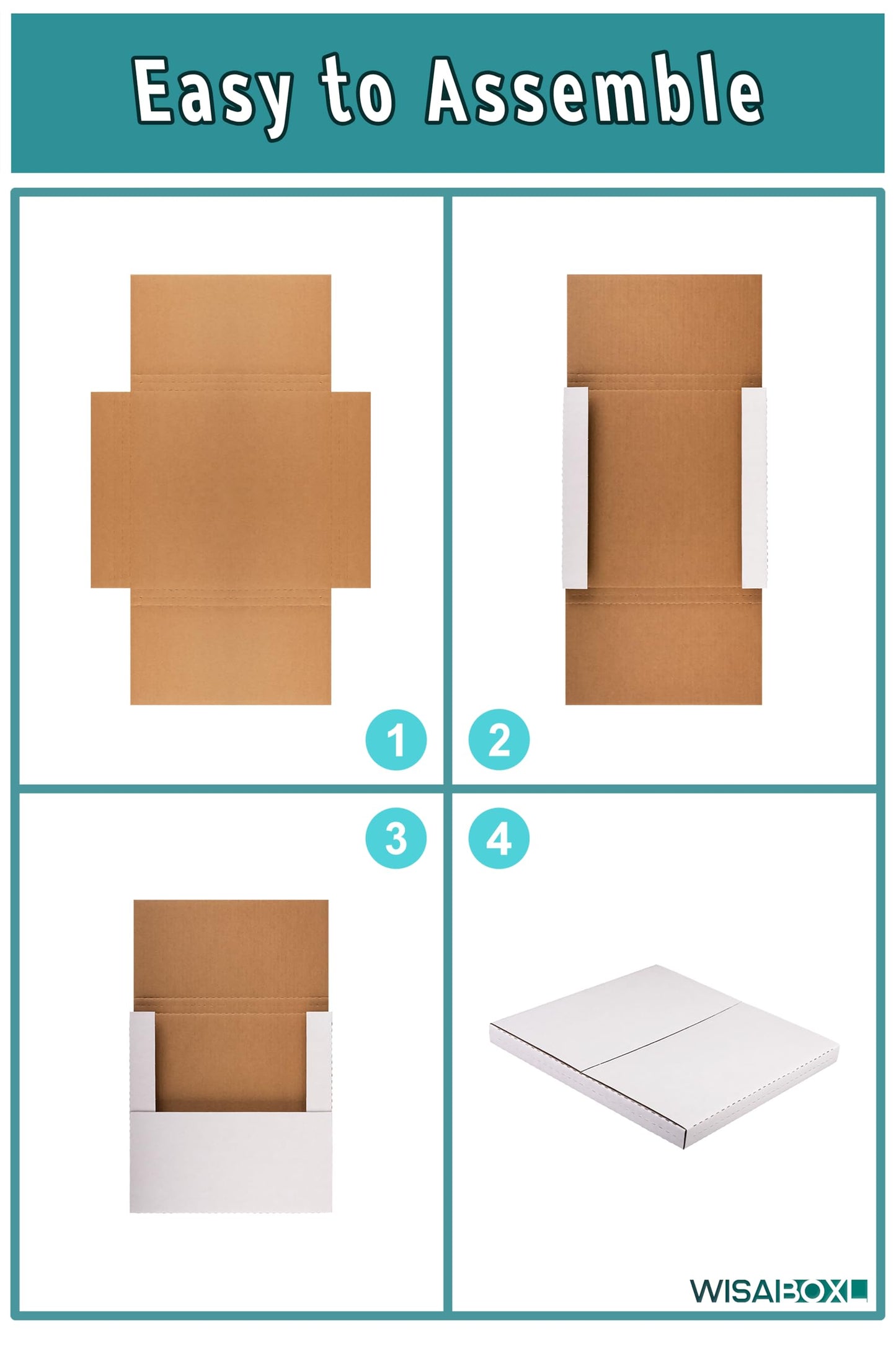 Wisaiboxl 7 inch 45 RPM Vinyl Record Shipping Boxes 7.5"L x 7.5"W x 1"H Easy Fold, Multi Depth Corrugated Cardboard Box with Fragile Stickers for Shipping, Packing, Moving, Storage, Brown, 50 Pack