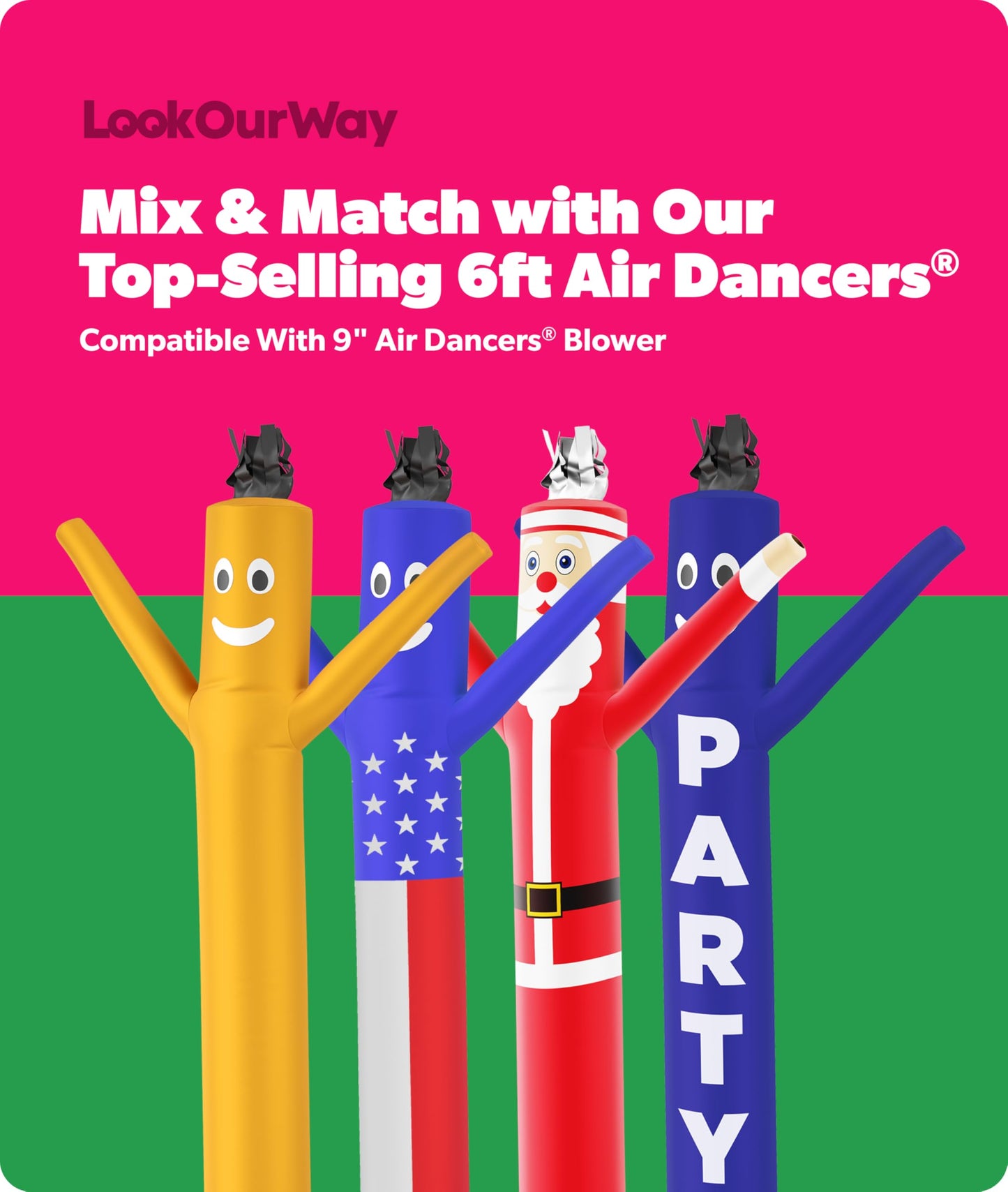 LookOurWay Air Dancers Wacky Waving Inflatable Tube Man Attachment - 7 Feet Tall Advertising Air Dancer Waving Man Inflatable Tube Guy - Blower Not Included - Yellow