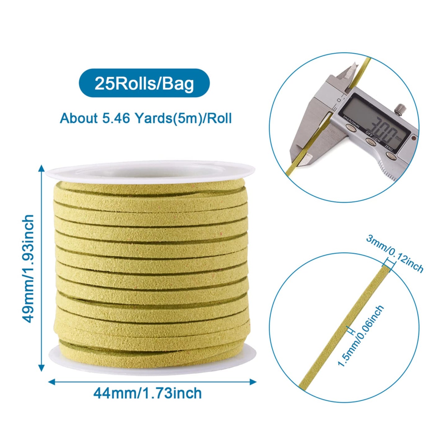 Pandahall 25Rolls 3x1.5mm Mixed Color Faux Suede Cord Lace Leather Strap String Thread Bracelet Craft Jewelry Making 5m/roll