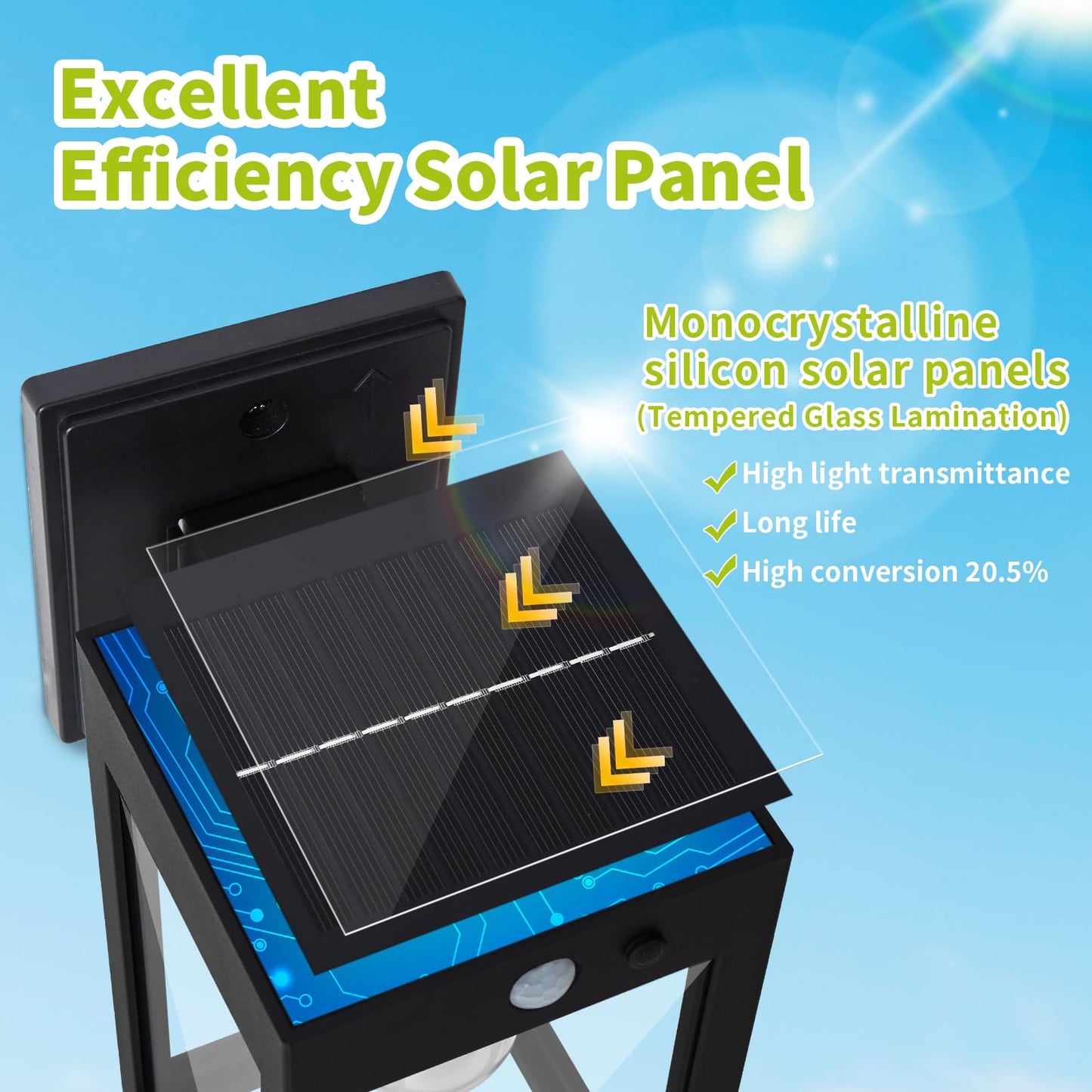 2 Pack Solar Wall Lights Outdoor,Solar Porch Light with 3 Lighting Modes & Motion Sensor, Dusk to Dawn Sconce Lights Wall Mount,Exterior Wall Lantern