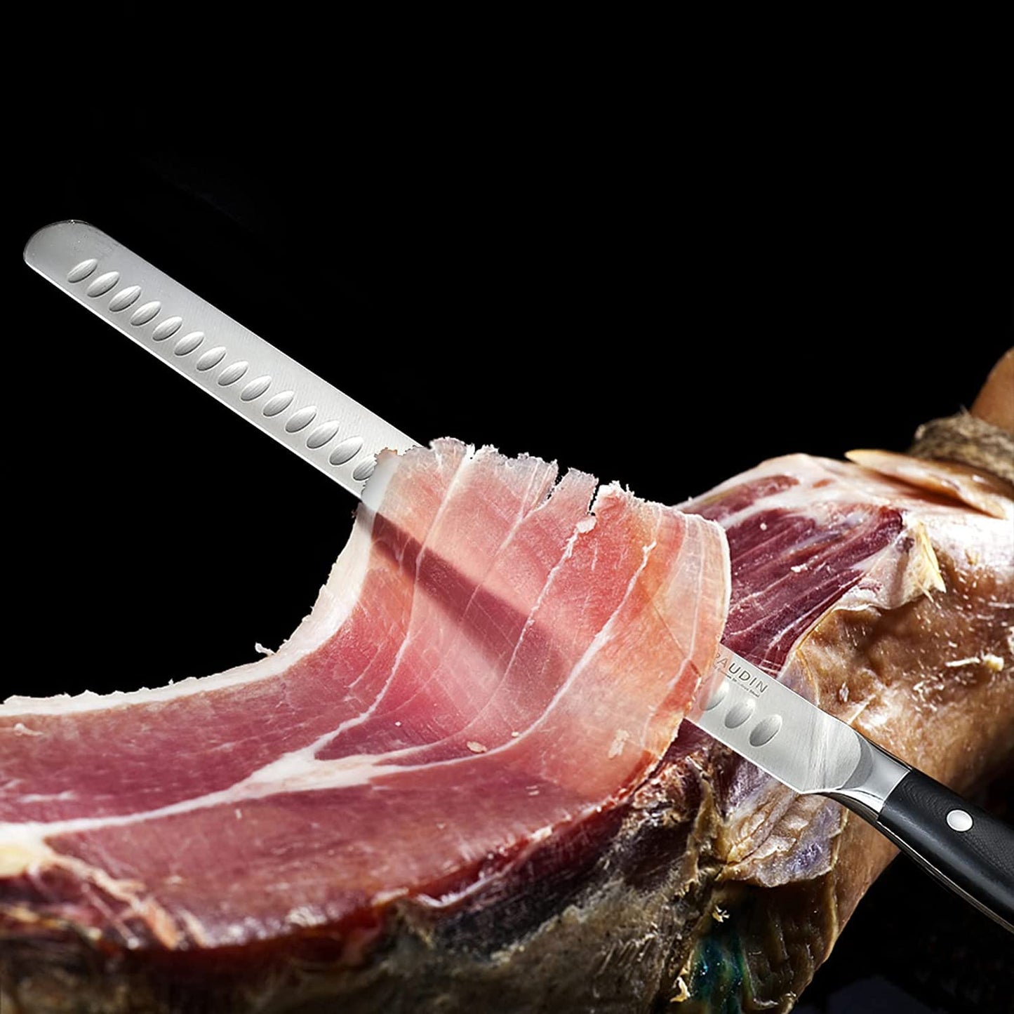 PAUDIN Carving Knife 12 Inch, Premium Brisket Knife, Full Tang Design with Granton Blade and Ergonomic G10 Handle, for Cutting Ham Roast Ribs Turkey, Ideal Gifts for Father's Day (Dishwasher Safe)