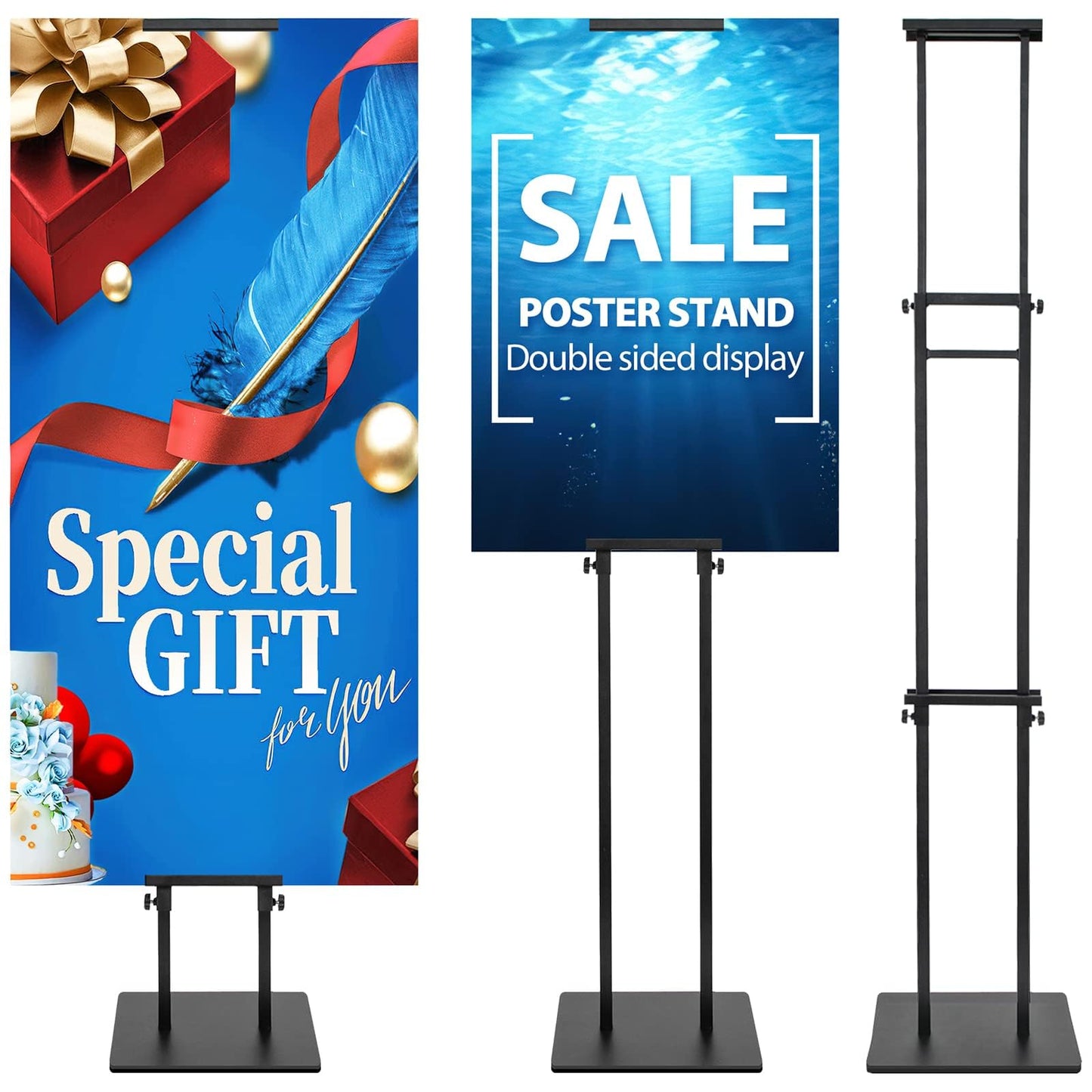 VAIIGO Poster Stand for Display - Heavy Duty Floor Standing Sign Holder,Double-Sided Poster Board Stand,Adjustable Height Up to 80 inch,Signage Banner Stand for Board & Foam Display Stand