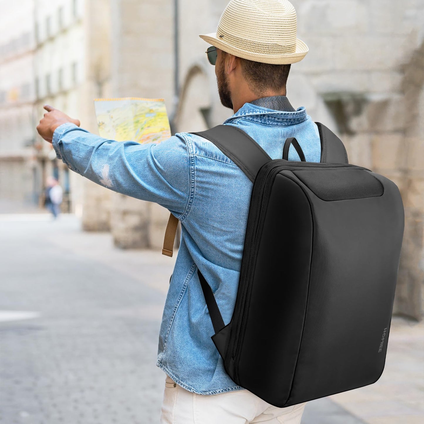 HOMIEE Anti Theft Laptop Backpack for Men, Business Travel Backpack with USB Charging Port, Waterproof Work Bag Fits 15.6 Inch Notebook, Expandable College School Daypack Bookbag