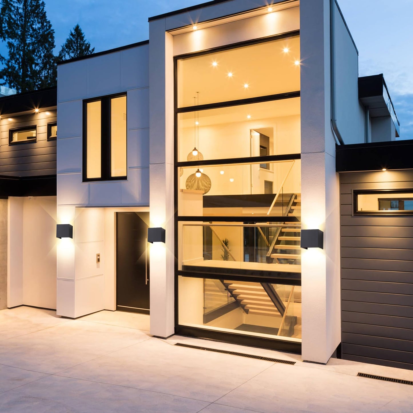 4 Pack Outdoor Wall Sconces Exterior/Interior LED Wall Lights,Square Modern Wall Sconce Fixture Set, Up and Down Lights IP65 Outdoor Waterproof Lights, 12W Warm Light 3000K Wall Light.