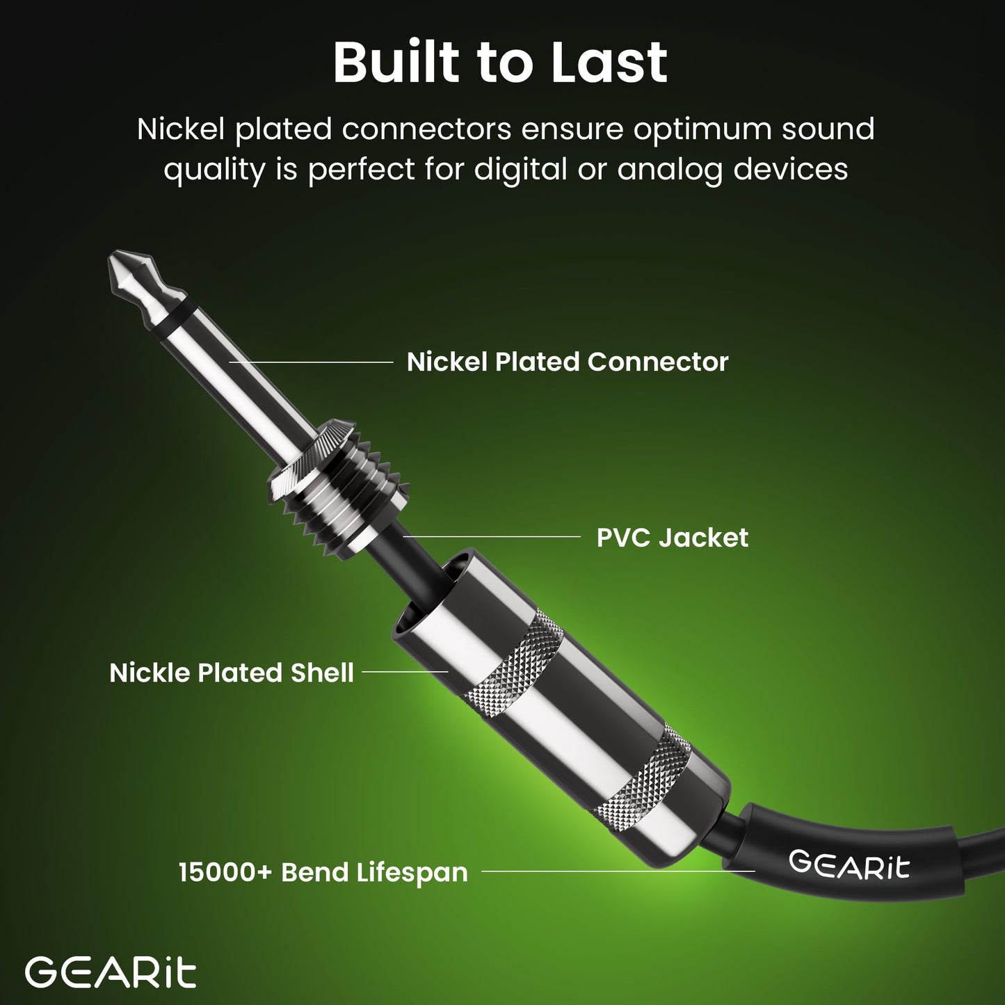 GEARit Professional Speaker Cable (50ft) 12AWG Pure Copper 1/4 inch to 1/4 inch TS Straight Male to Male for Amplifier, Speaker Cabinet, PA and DJ Audio
