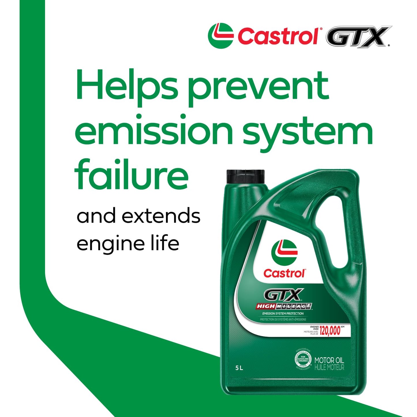 Castrol GTX High Mileage 5W-20, 5 Litres | Made in Canada