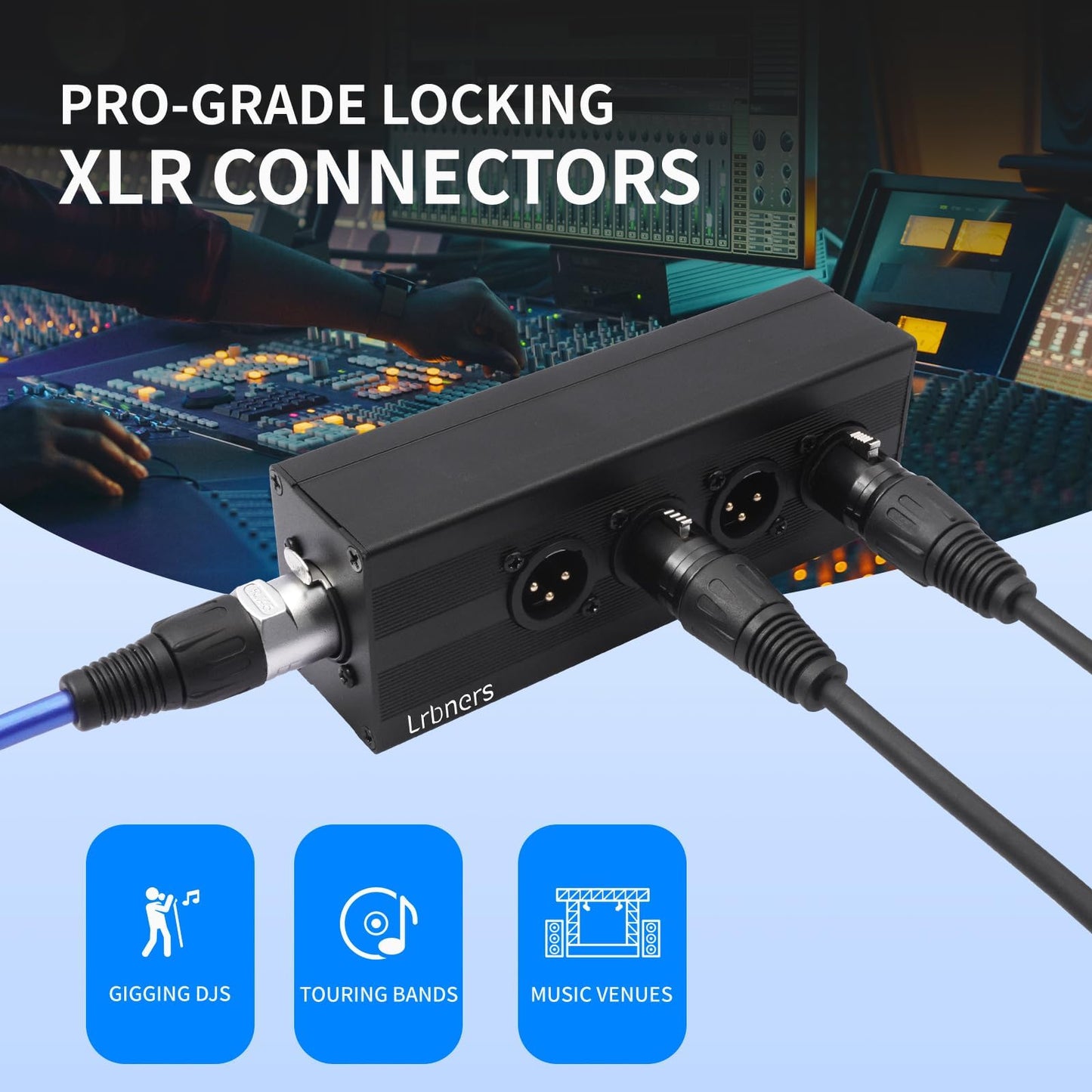 Lrbners 4-Way XLR Stereo Audio Splitter, 1 Female to 4 Male Balanced Audio Converter, 1 in 4 Out 4-Channel Splitter Box