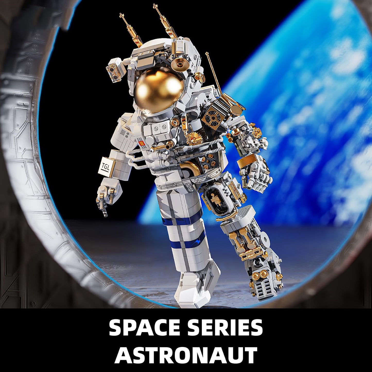 TYCOLE City Space Astronaut Building Toy Kit -Translucent Classic Spaceman Model Building Block Set with Display Stand,Home or Office Deco,Gift Idea for Adults&Kids Ages 8 and Up (860PCS)