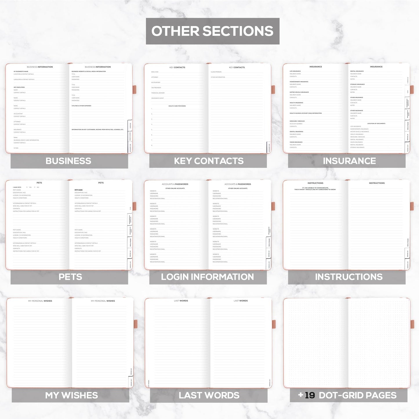 Clever Fox Large End of Life Planner – Guided Final Arrangements Organizer Notebook for Instructions, Beneficiary Info, Will Preparation, Last Wishes & Funeral Planning – 8.5" x 11" (Rose Gold)