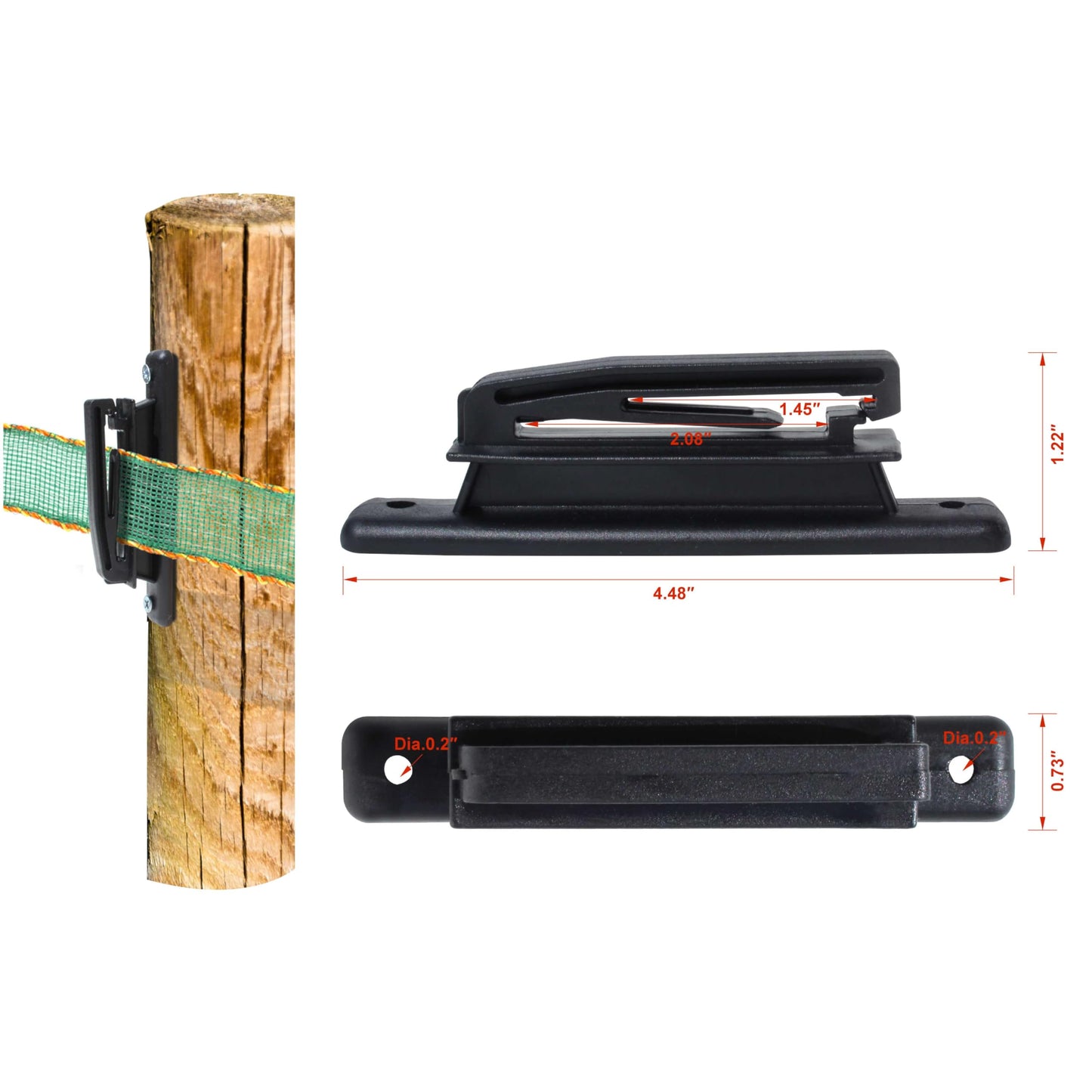 RiteFENCE Electric Fence Wood Post Polytape Insulator Nail on PolyTape Insulators for High Tensile PK50 in Black