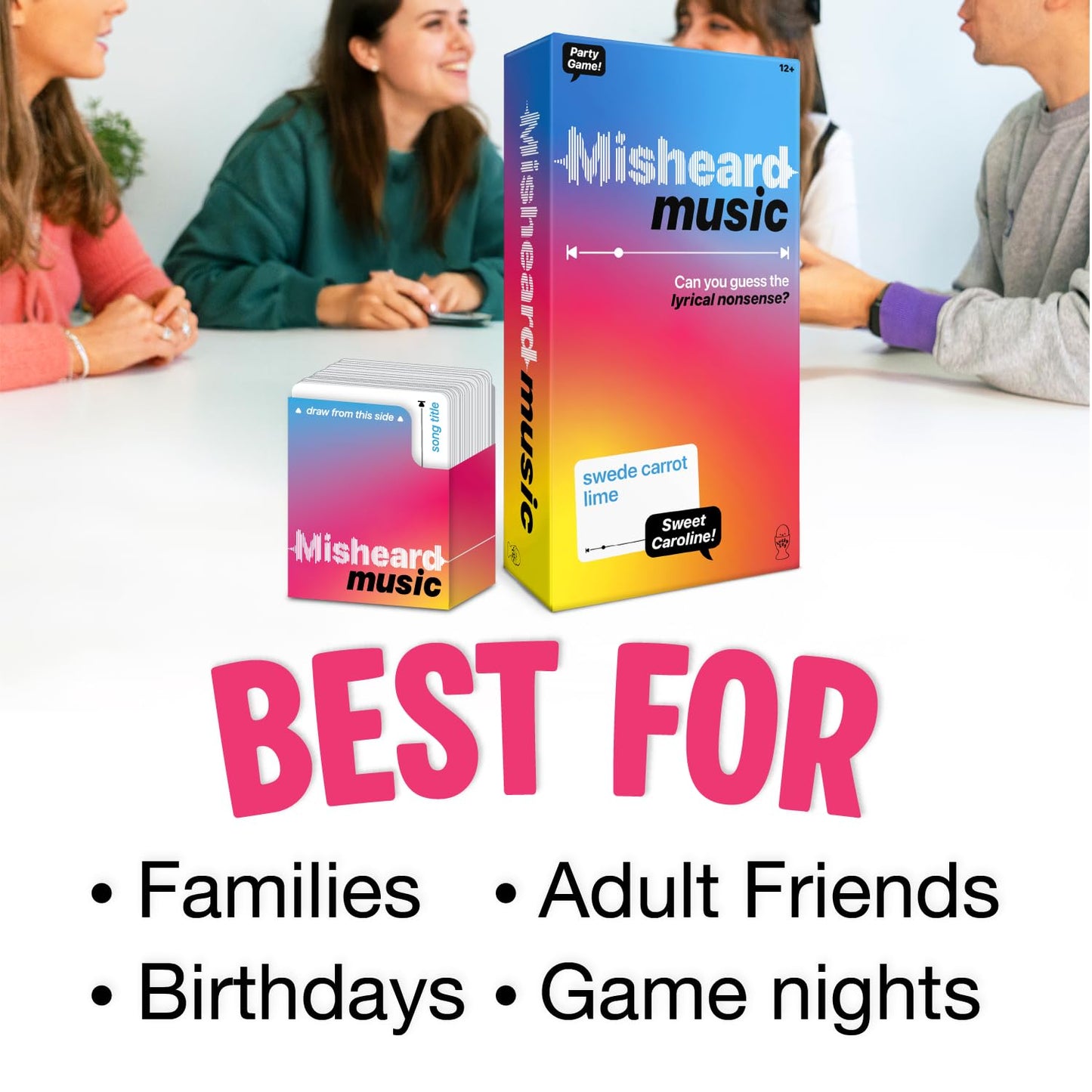 Lucky Egg Misheard Music – Guess The Song or Artist with 500 Lyrical Nonsense Cards – Hilarious Music Games for Adults & Teens – Fun Family Card Games for Karaoke & Party Entertainment