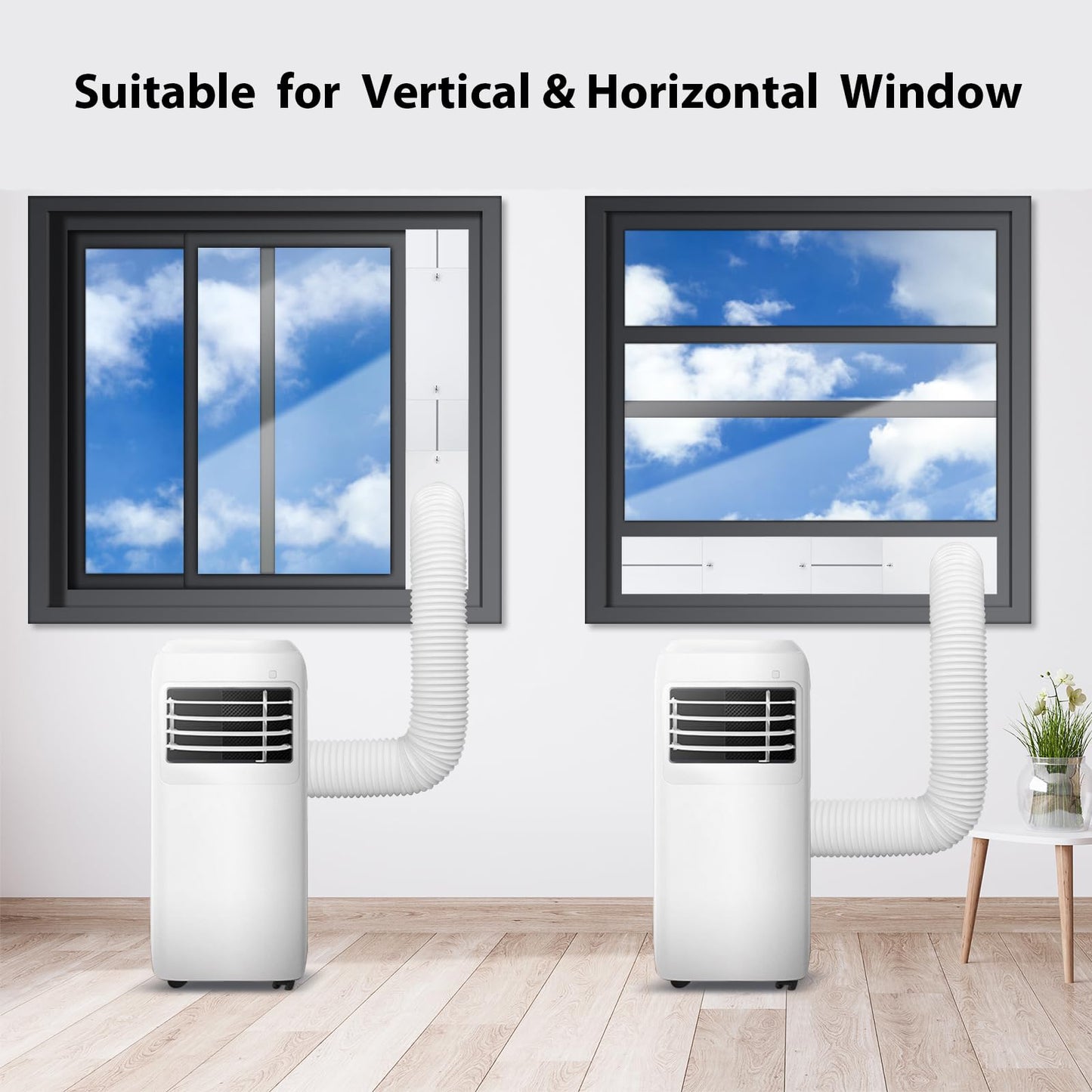 Upgrade Portable AC Window Vent Kit with 5.9Inch Exhaust Hose(79Inch Length),Portable Air Conditioner Window kit,Adjustable Length 17" to 61" for Vertical & Horizontal Sliding Window