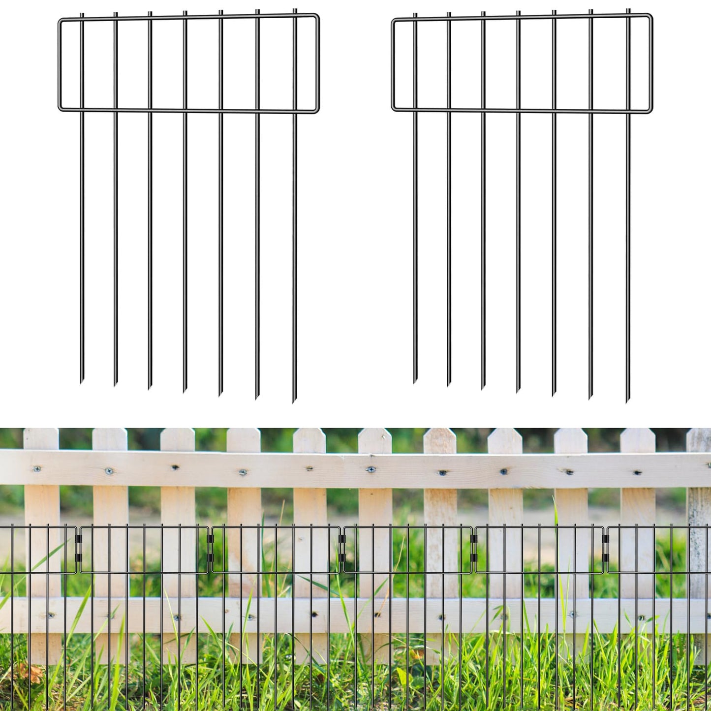 20 Pack Animal Barrier Fence, No Digging Garden Fence, Rustproof Wire Garden Bottom Fence, Dog Rabbits Ground Border Fence for Garden, Patio, Yard, Outdoor, 16.7 Inch(H) X 20.8 Ft(L)
