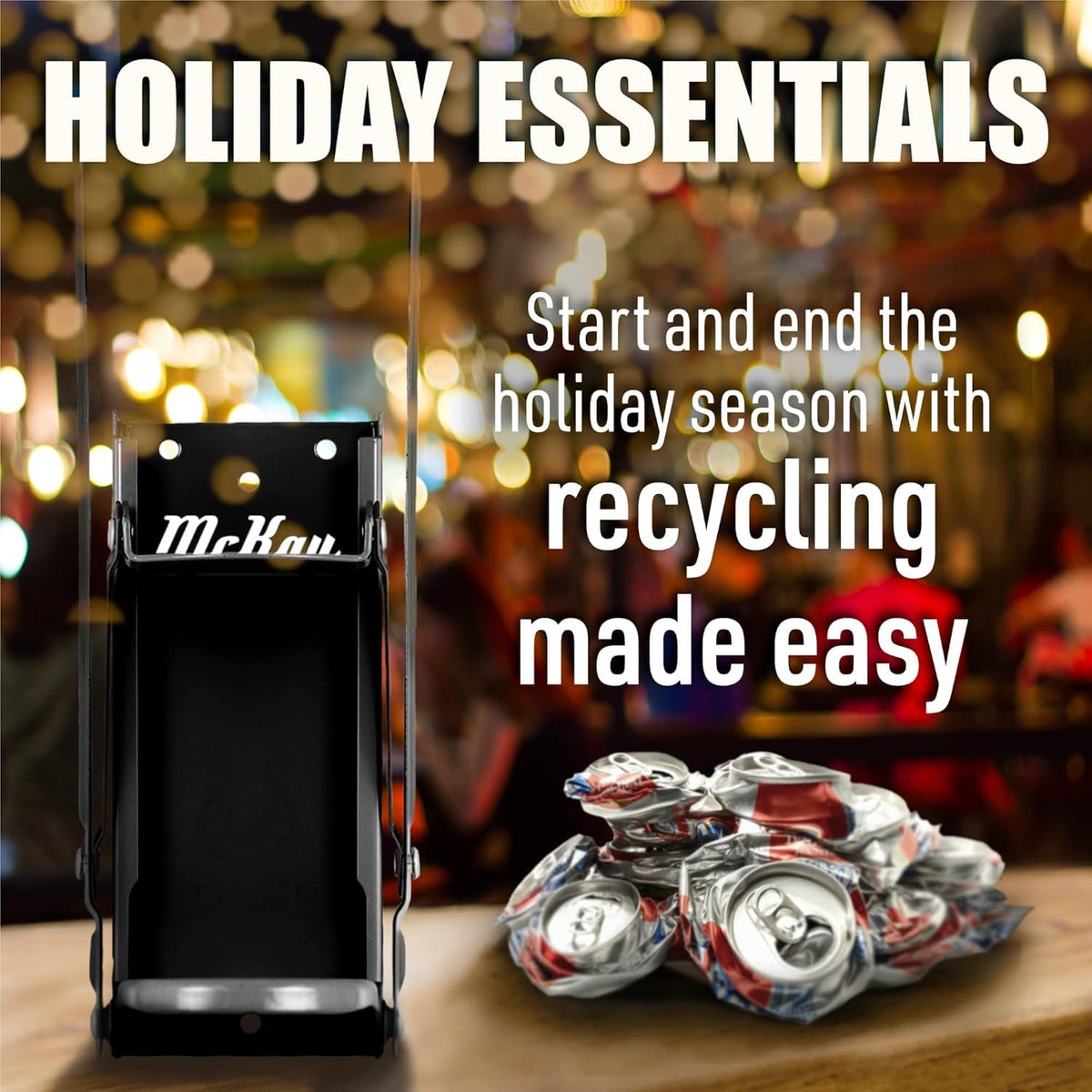 Mckay 16oz Metal Can Crusher Auto Recycling, Heavy-Duty Can Crusher Wall Mounted, Can Smasher for Aluminum Seltzer, Soda, Beer Cans and Bottles for Recycling, Gadgets for Home (Black)