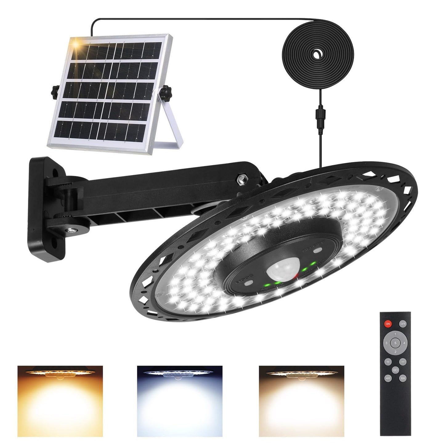 Lixada Solar Pendant Light Indoor Outdoor Solar Shed Light Solar Chandelier 180LEDs Powered Lamp Wall Lamp Motion Sensor IP65 Waterproof Hanging Lights with Remote for Gazebo Garage Barn Home