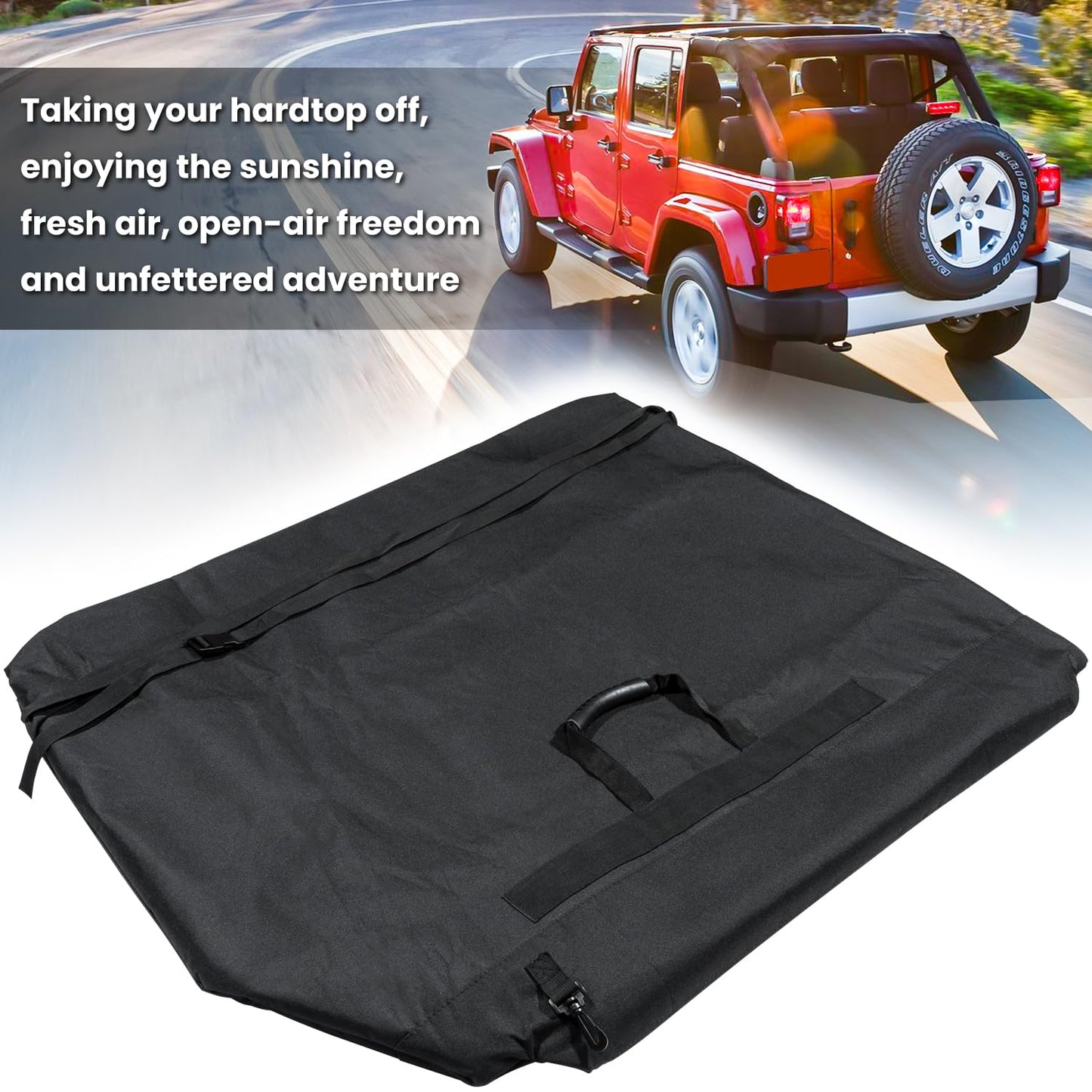 Hard Top Freedom Top Panels Storage Bag for All 2007-2025 Jeep Wrangler JK JKU JL JLU Sports Sahara Freedom Rubicon Unlimited Gladiator JT 2-Door and 4-Door All Models (Black)