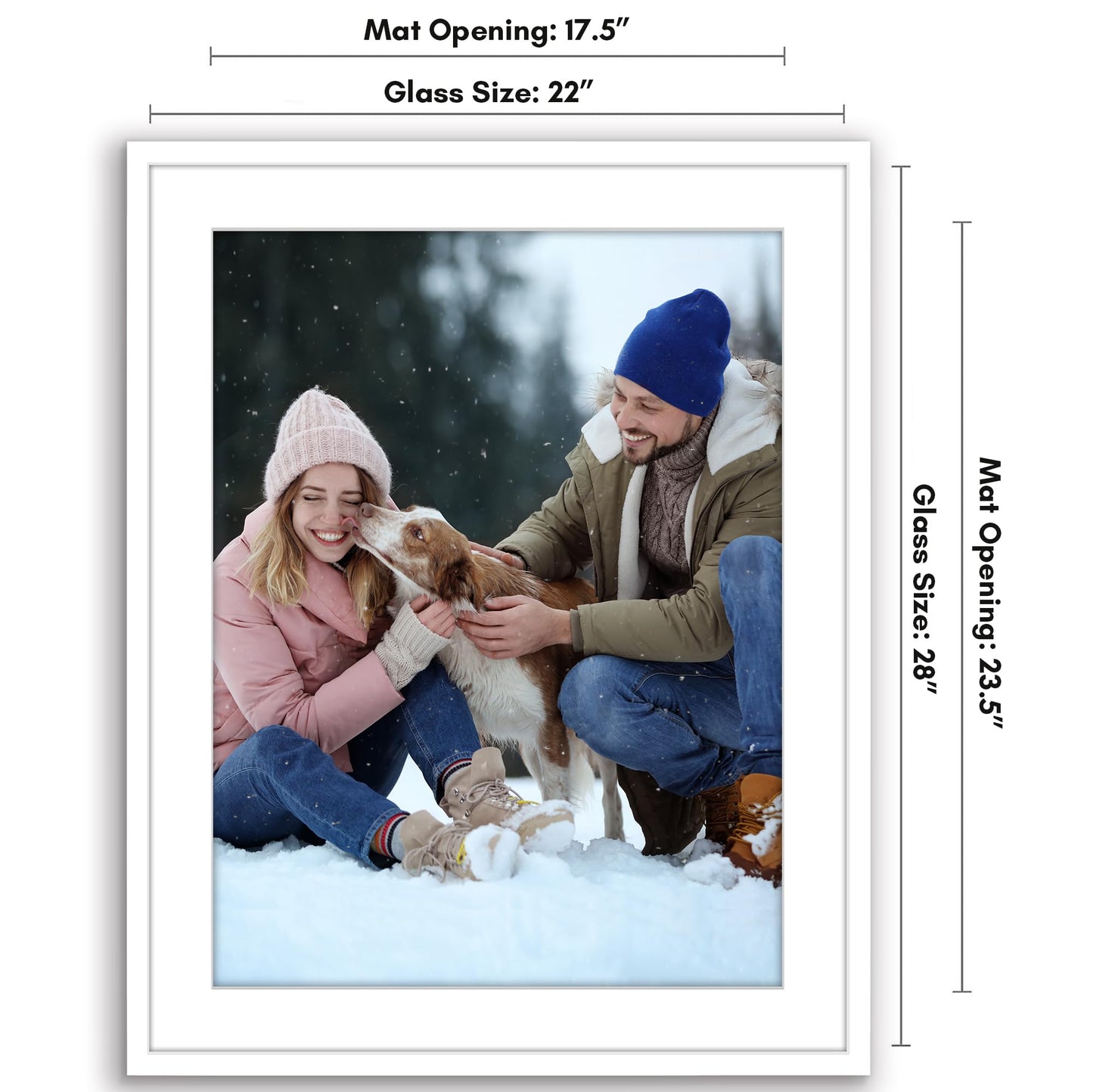 Americanflat 22x28 Poster Frame with Polished Plexiglass - Use as 18x24 Frame with Mat or Display 22x28 Photo Without Mat - Streamline Collection - Thin Border Picture Frames for Wall - White