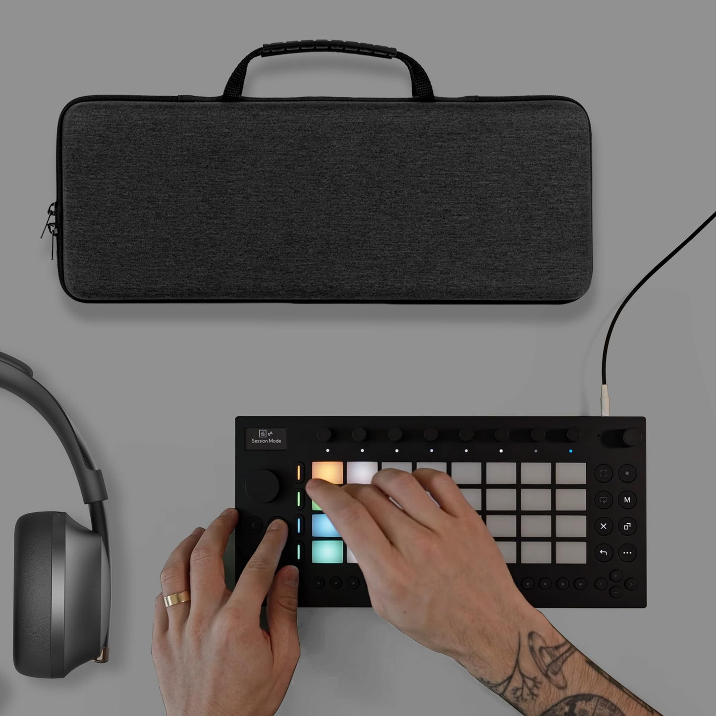 Geekria Hard Shell Travel Carrying Case, EVA Protective Bag Compatible with Ableton Move (Dark Gray)